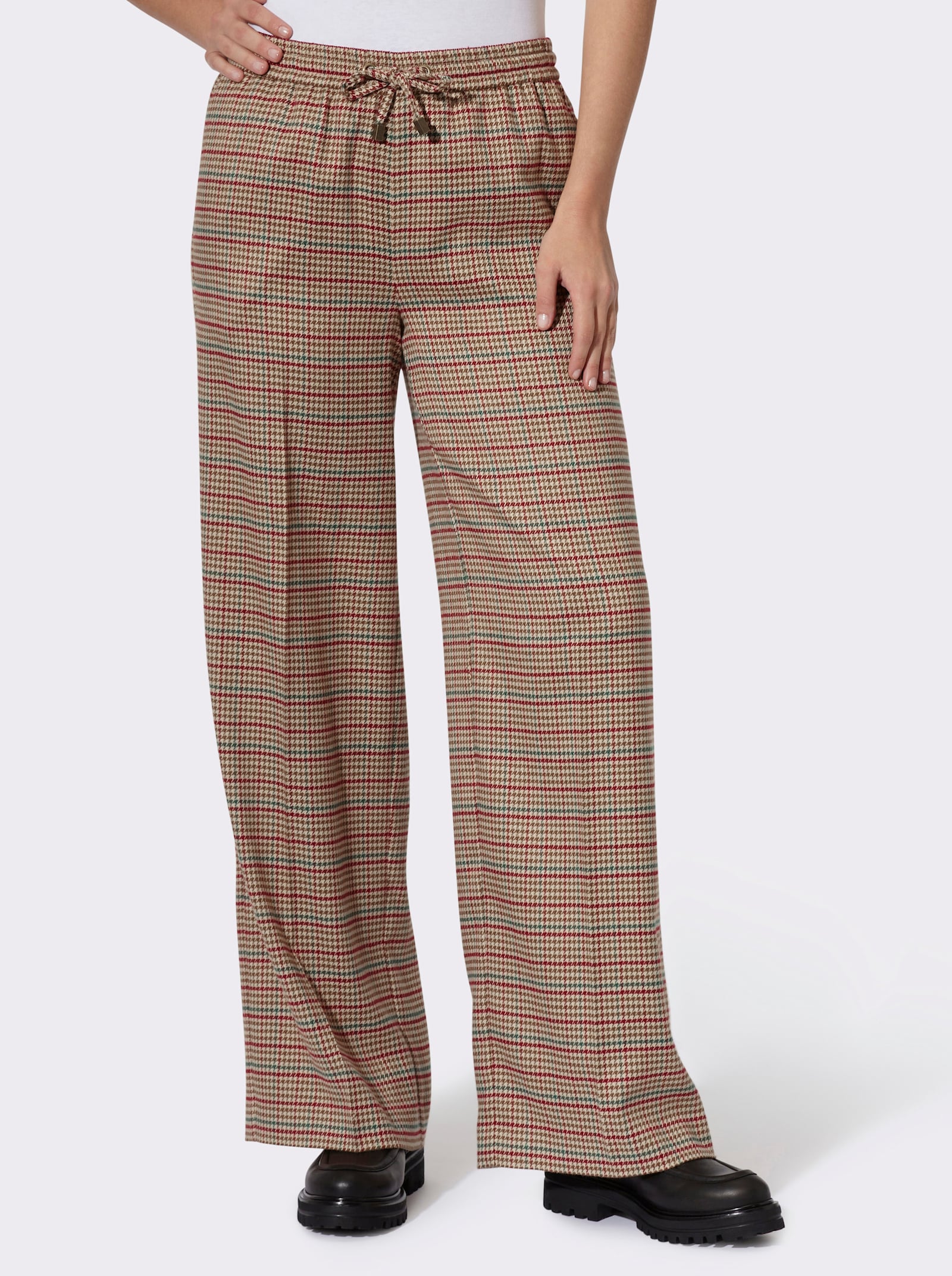 heine Schlupfhose mit Karomuster - sand-dunkelrot-kariert