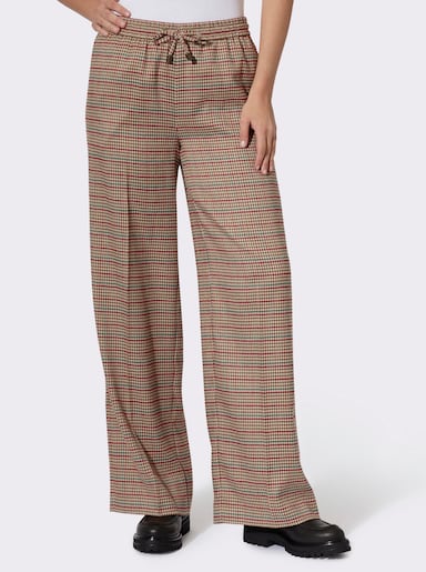 heine Schlupfhose mit Karomuster - sand-dunkelrot-kariert