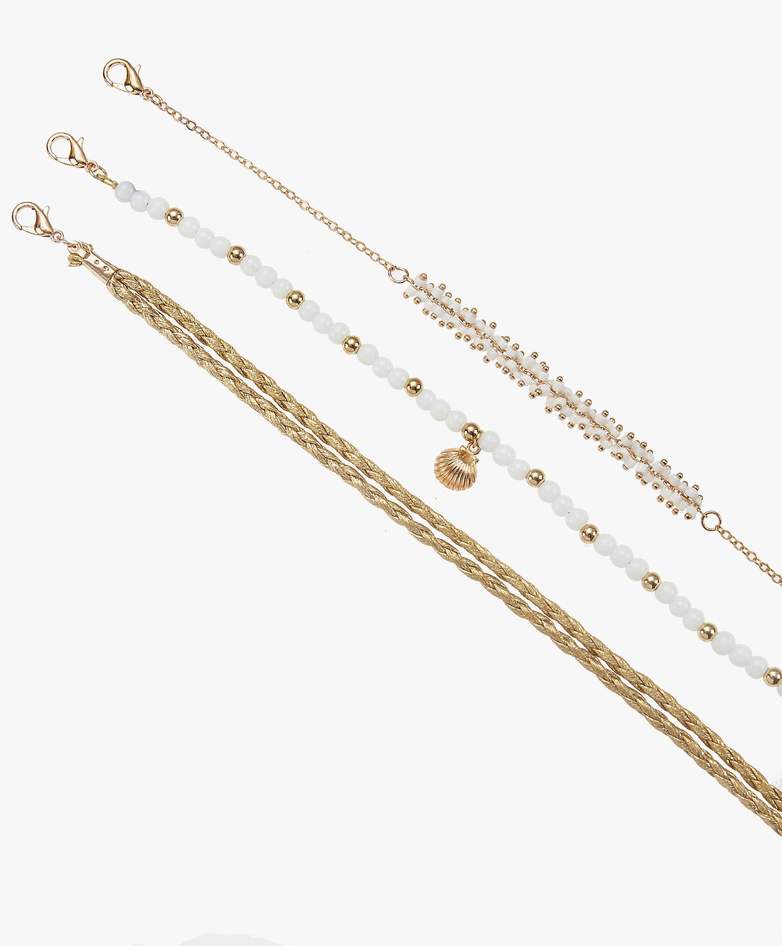 LASCANA Fußketten Set - altgoldfarben-weiß