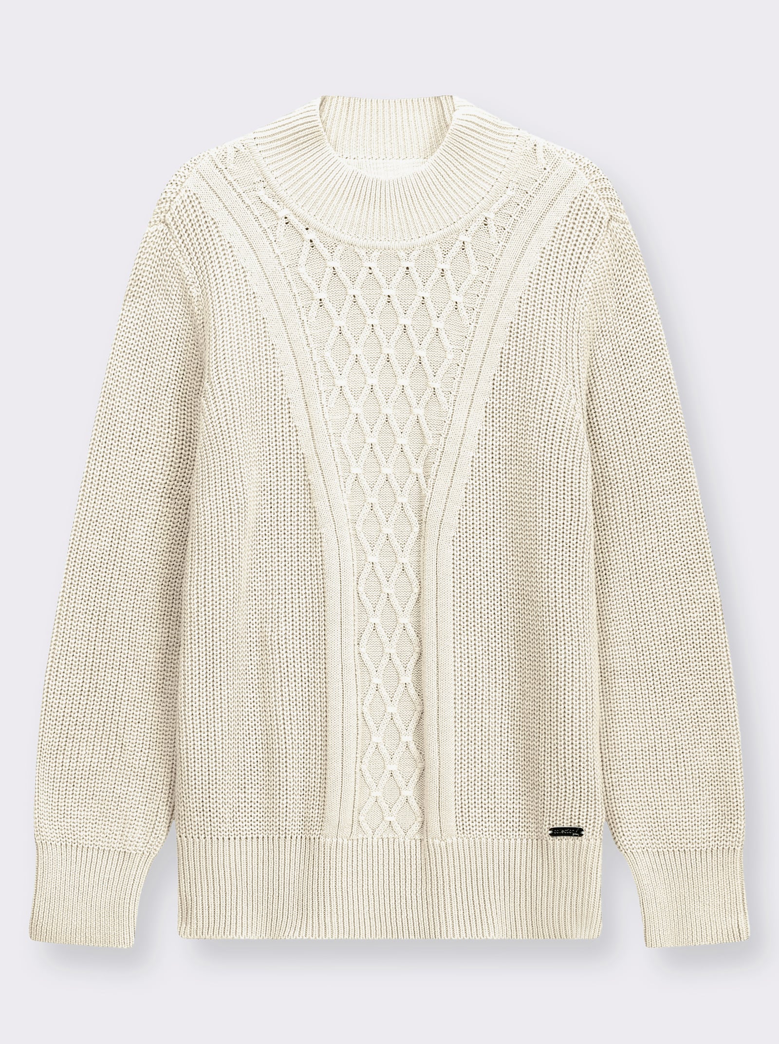 Stehkragenpullover mit Rautenmuster - ecru