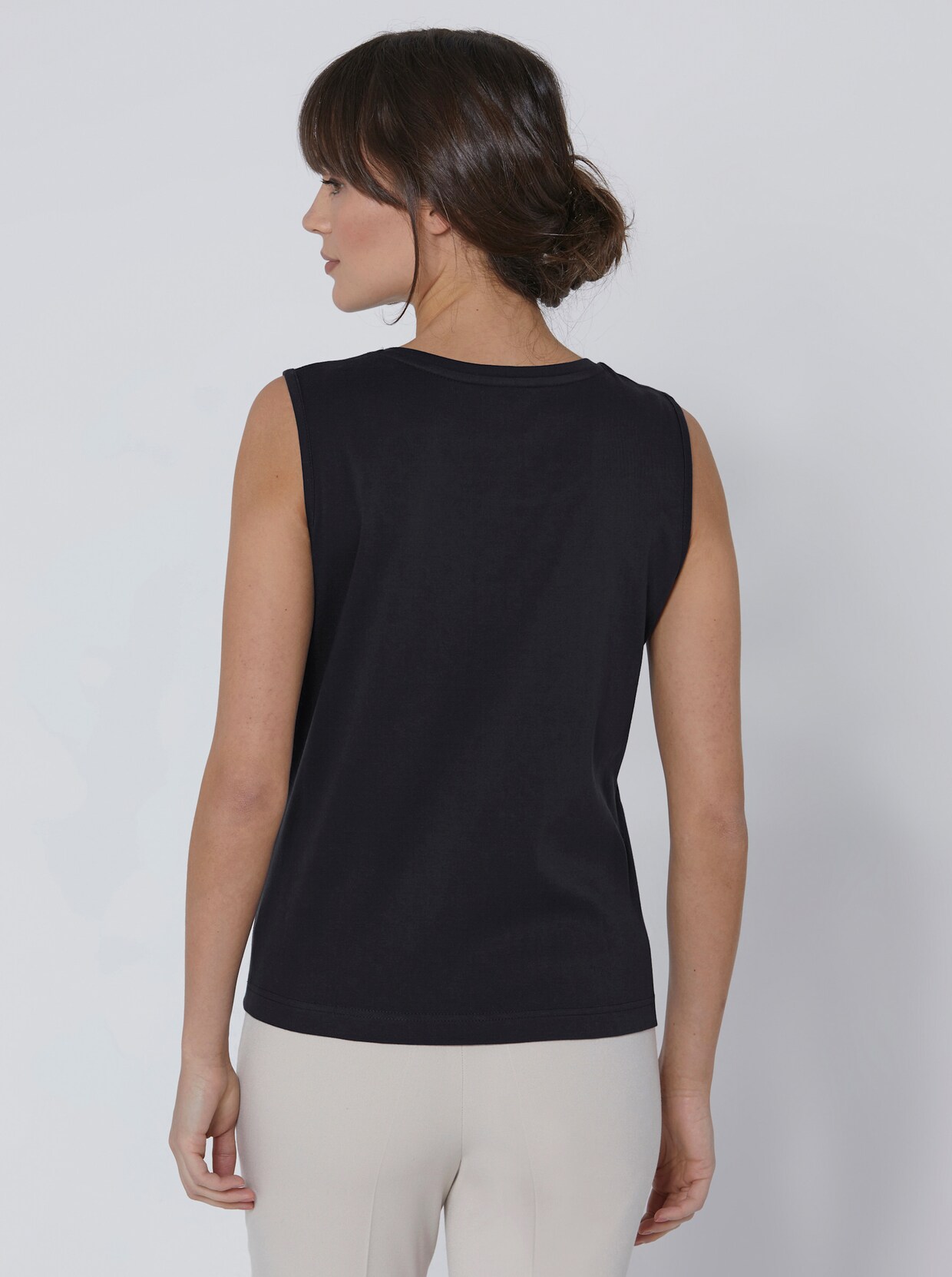 CREATION L PREMIUM Baumwoll-Shirttop - schwarz