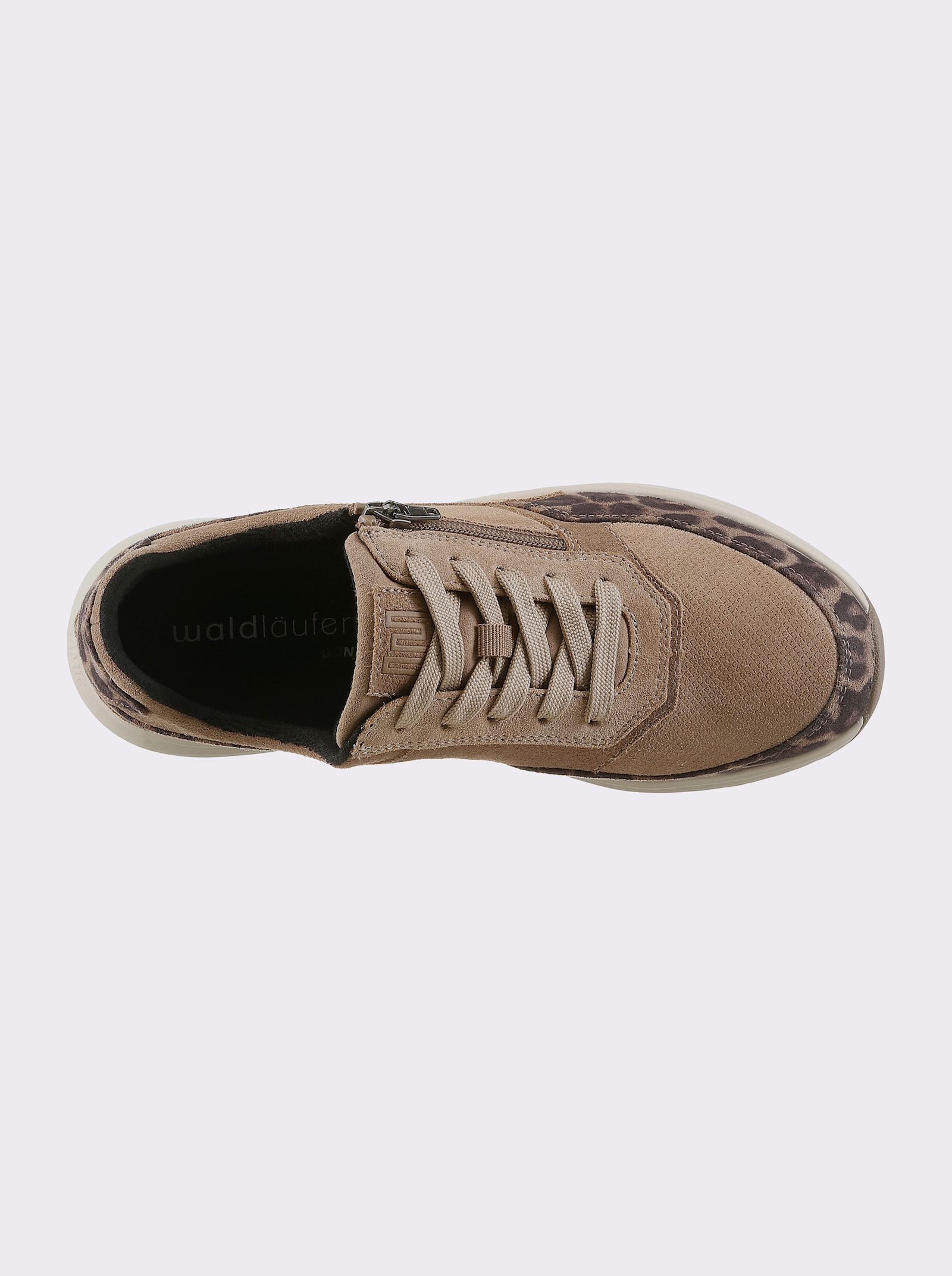 Waldläufer Sneaker mit Details in Tierfell-Optik - beige