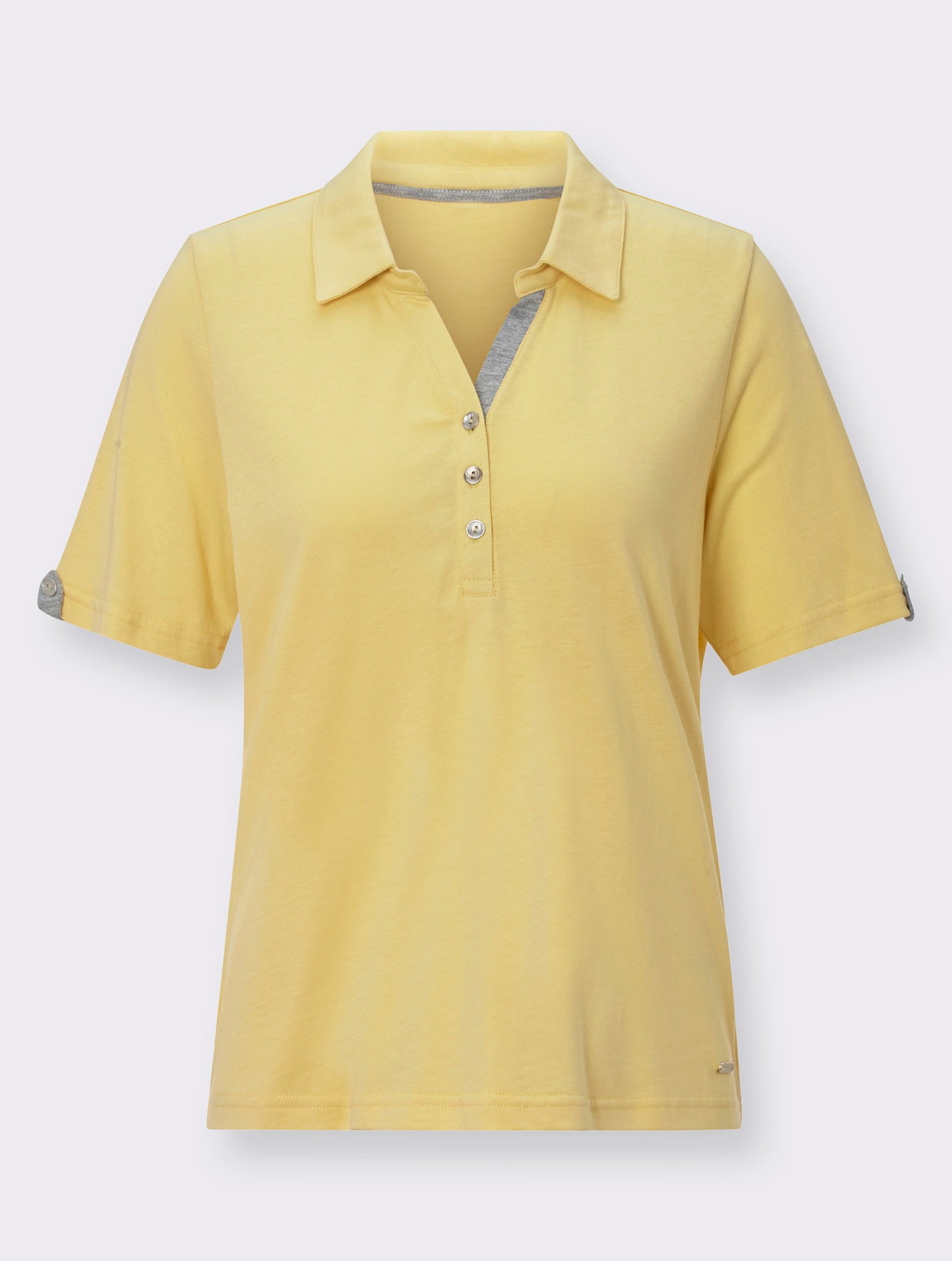Poloshirt mit Zierriegel - zitrone