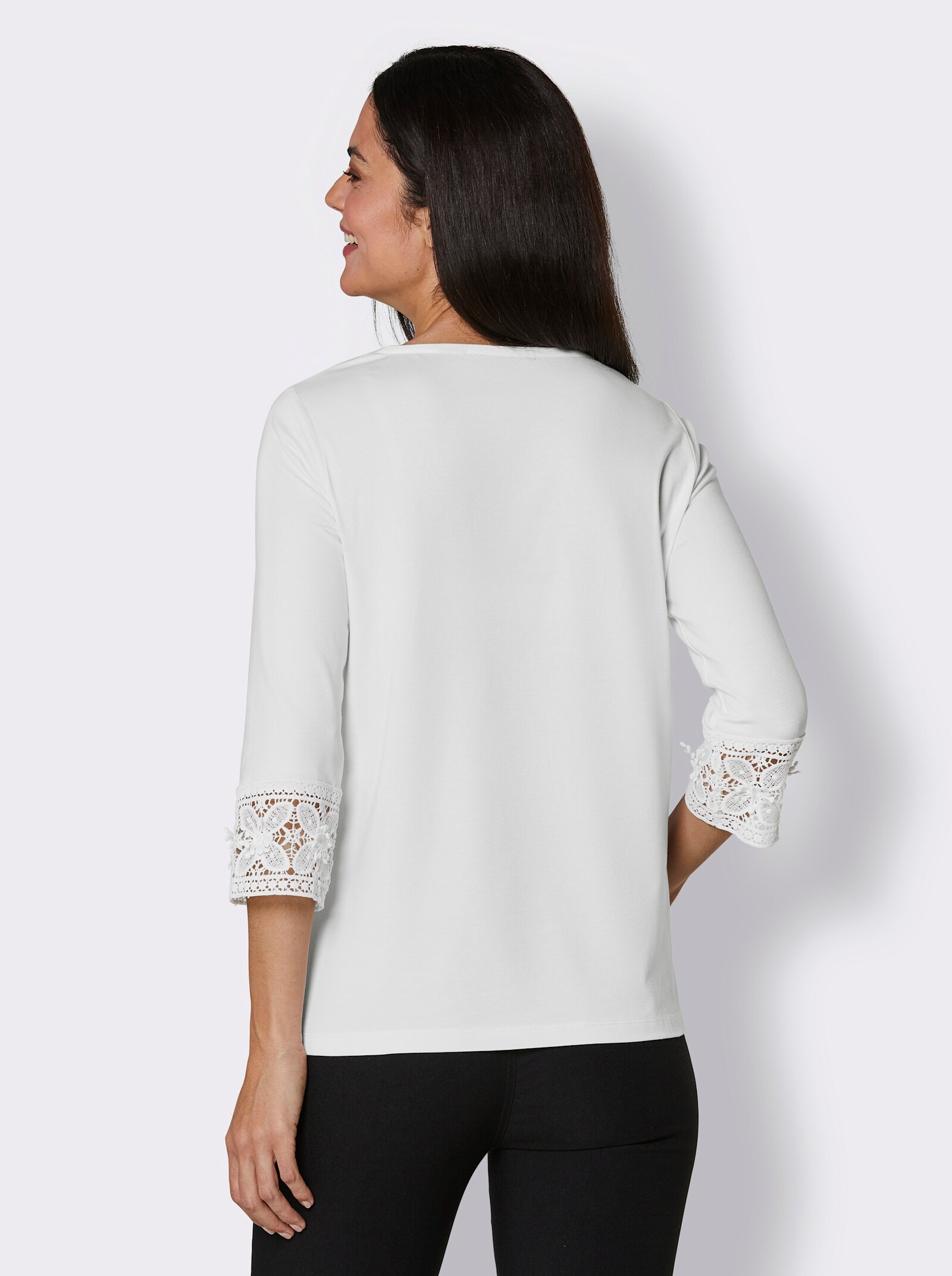 CREATION L PREMIUM 3/4-Arm-Shirt in glänzender Jersey-Qualität - ecru