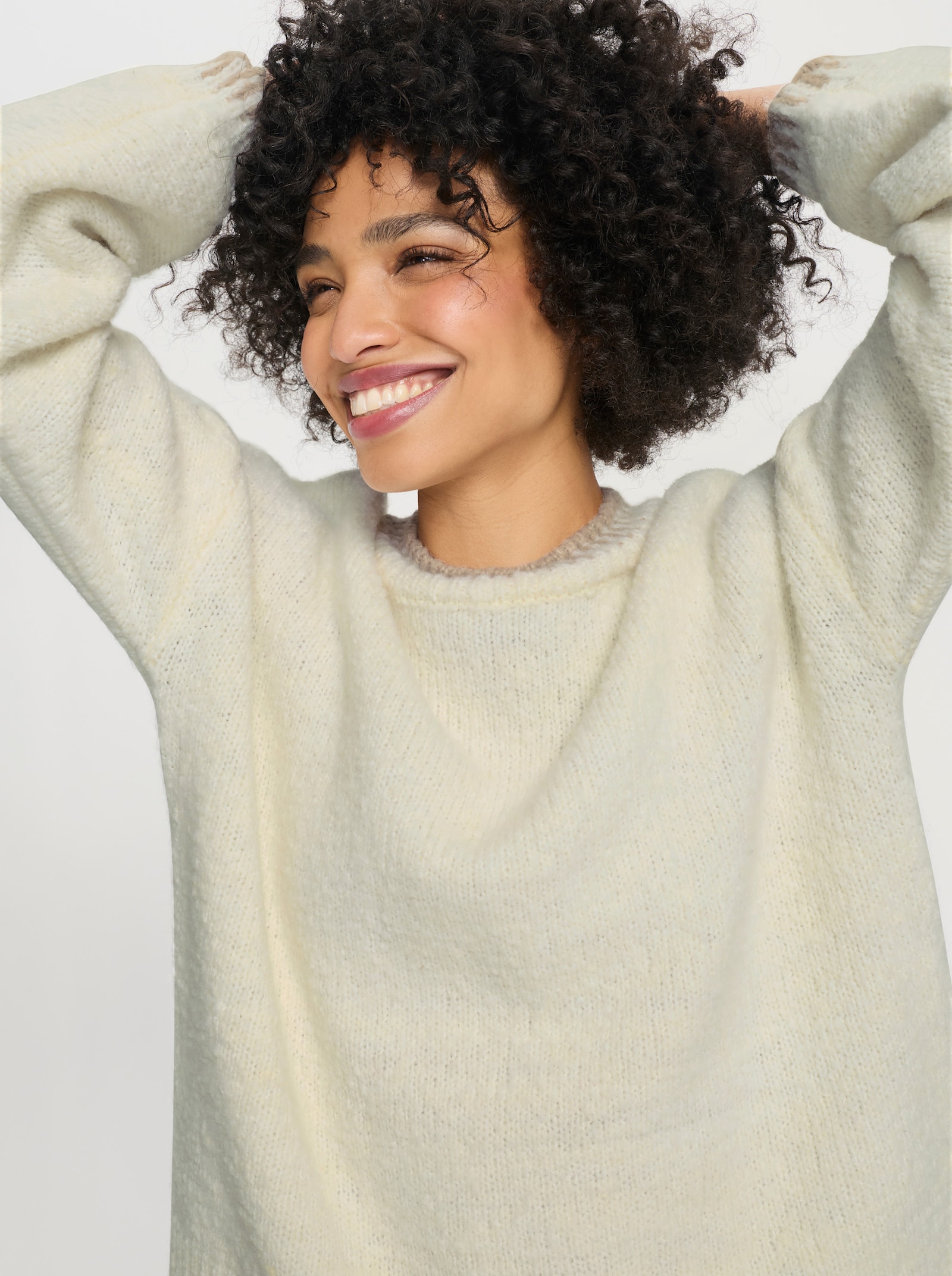 heine Strickpullover mit Kontrast-Details - champagner