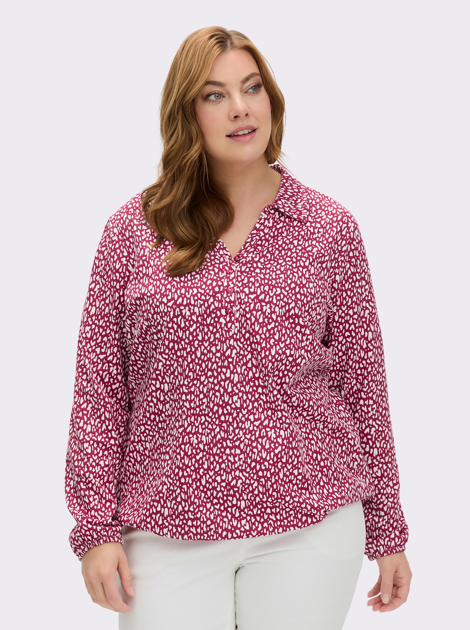 Langarmshirt mit Gummibündchen, bedruckt - kirsche-weiß-bedruckt