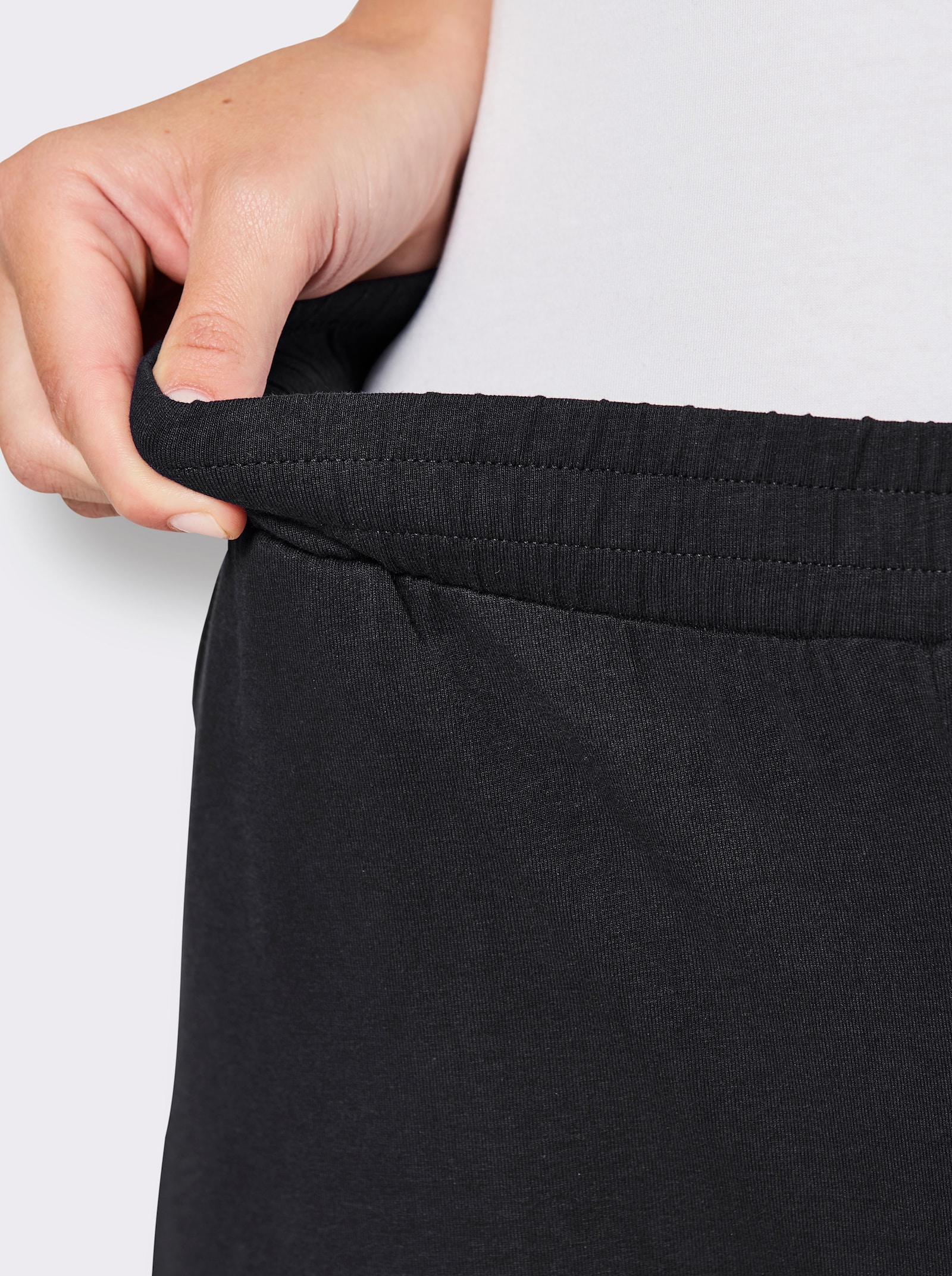 feel good Dehnbund-Hose aus leichtem Jersey - schwarz