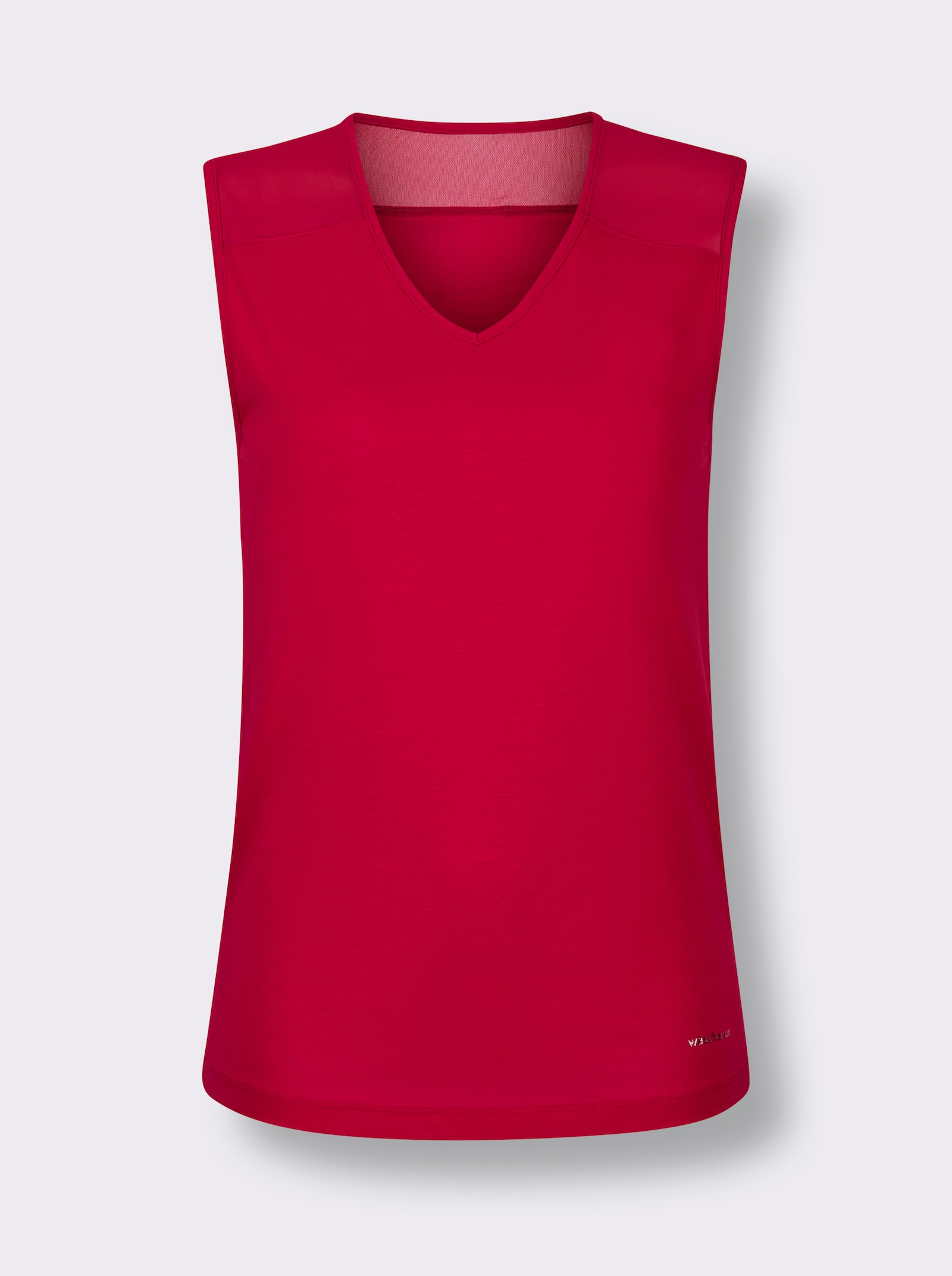 wäschepur Schlafanzugshirt mit Mesh-Einsätzen - rot