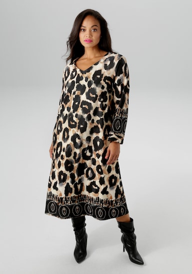 Aniston PLUS Jerseykleid - leoprint