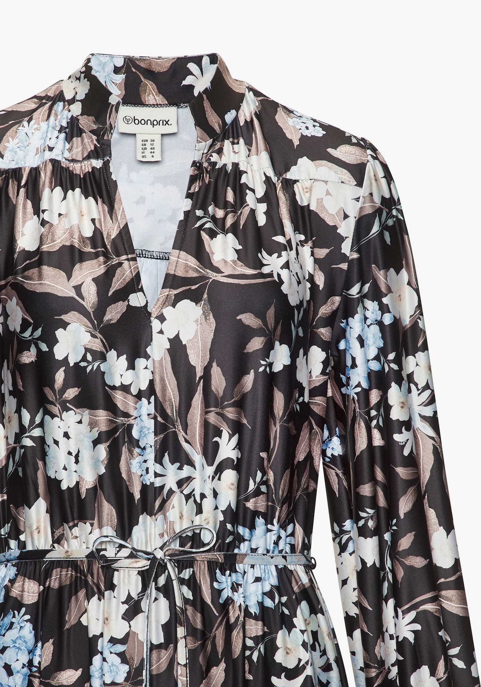 LASCANA Midikleid - schwarz-braun-blau bedruckt