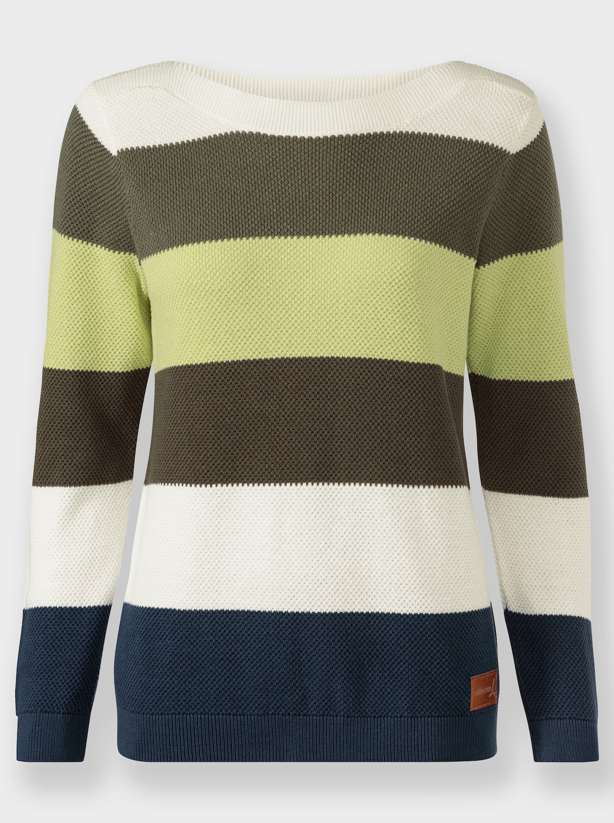 Pullover - khaki-ecru-geringelt