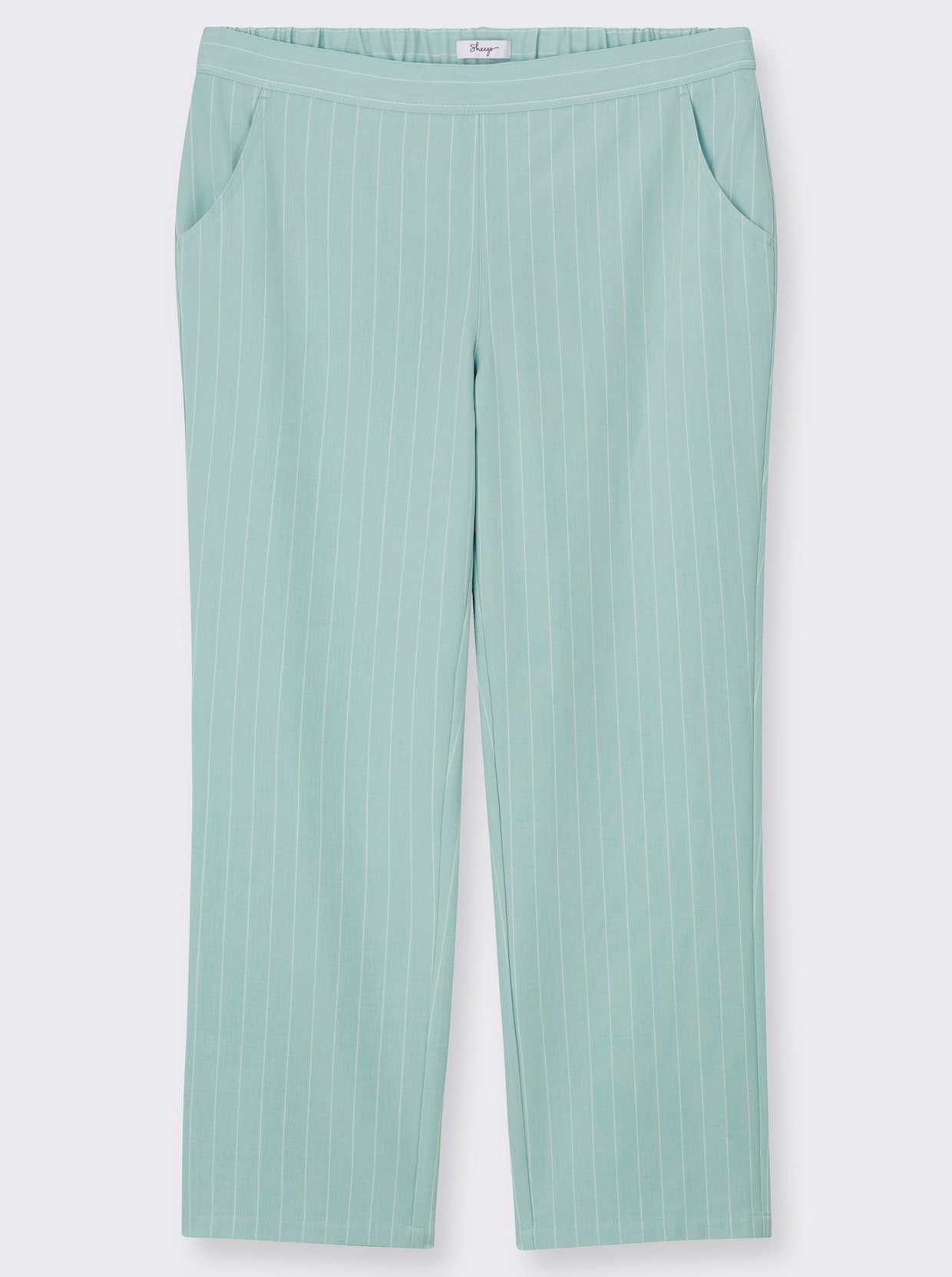 sheego Schlupfhose mit Nadelstreifen - kalkmint-ecru-gestreift