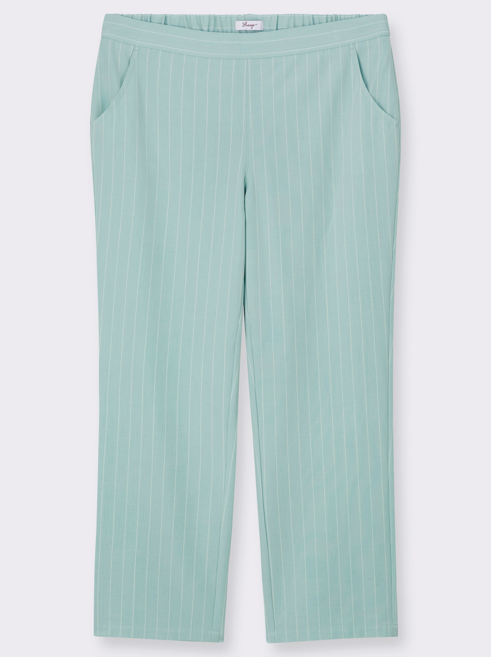 sheego Schlupfhose mit Nadelstreifen - kalkmint-ecru-gestreift