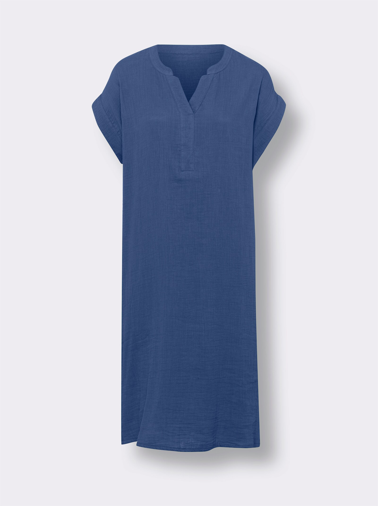 Katoenen jurk van mousseline - jeansblauw