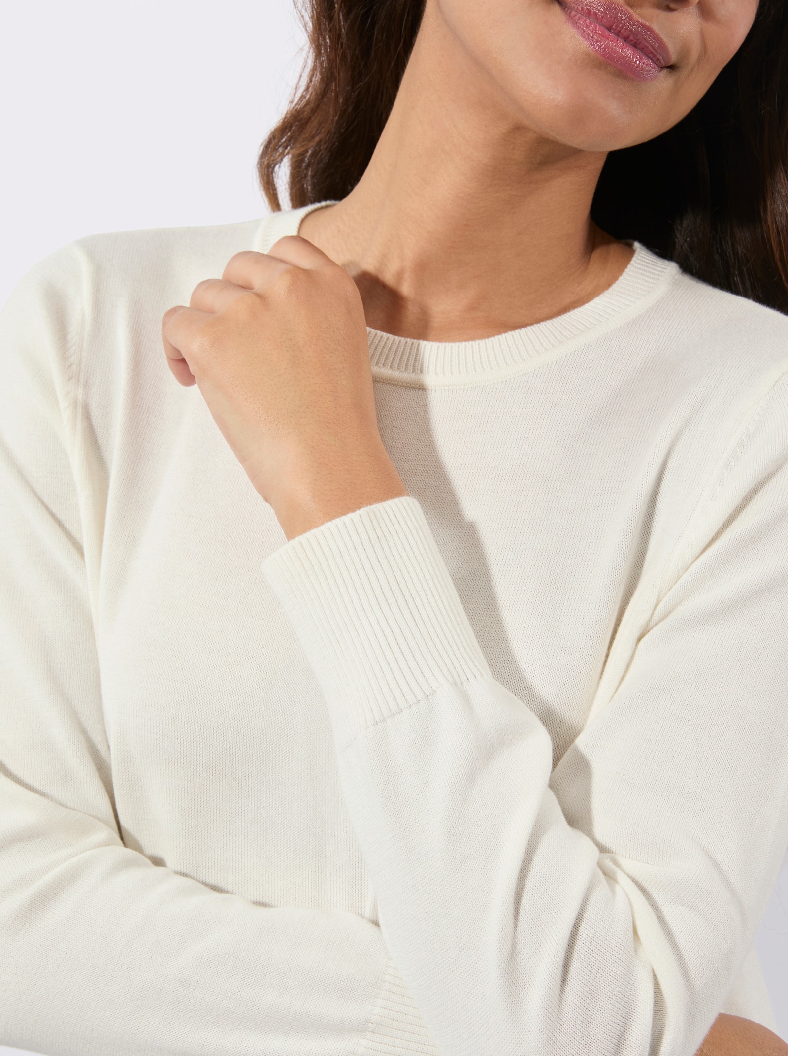 Longpullover in Feinstrick-Qualität - ecru