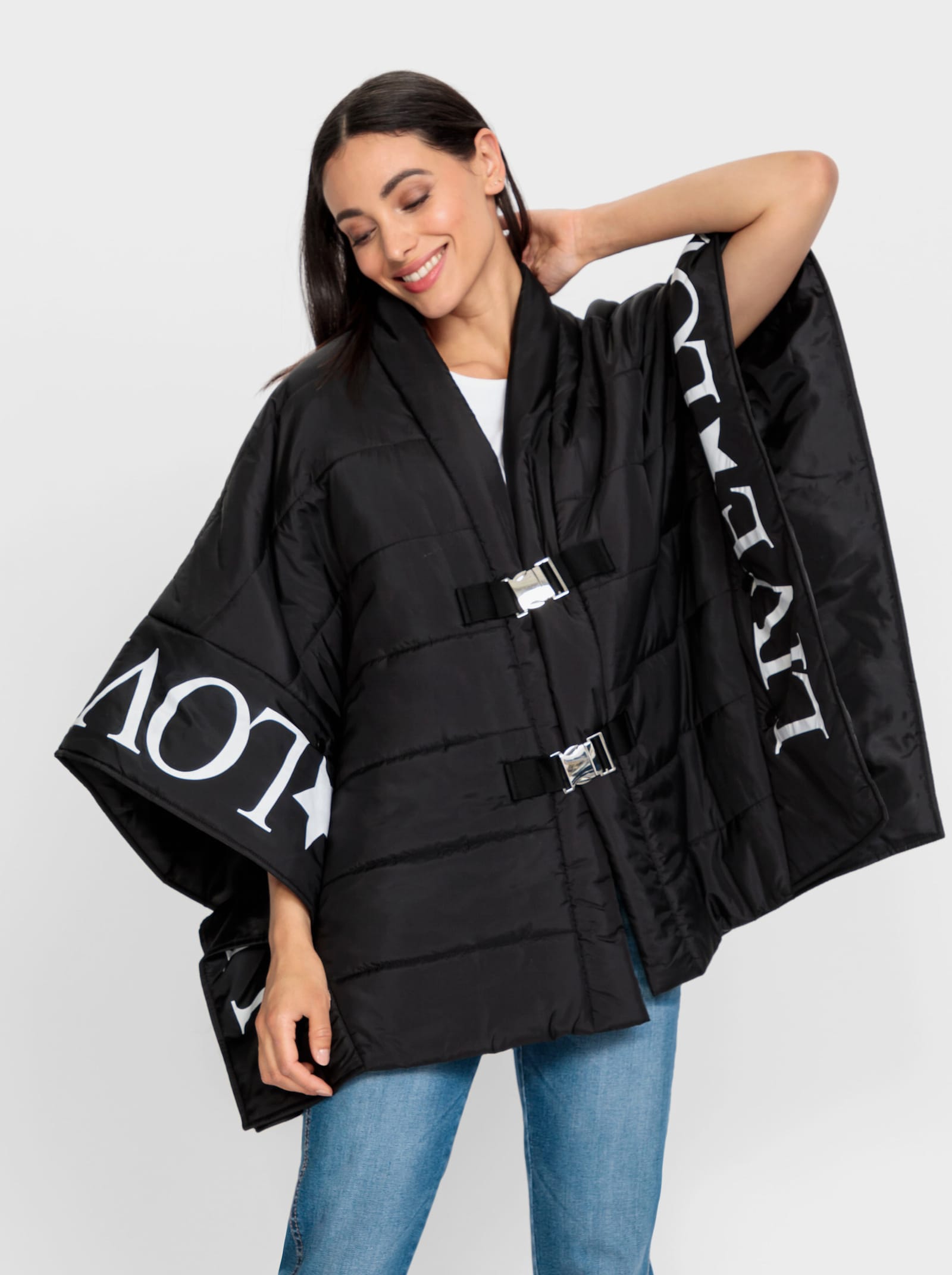 heine Cape mit Wattierung - schwarz