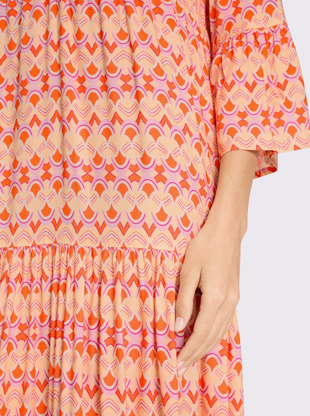 heine Druckkleid - apricot-orange-bedruckt