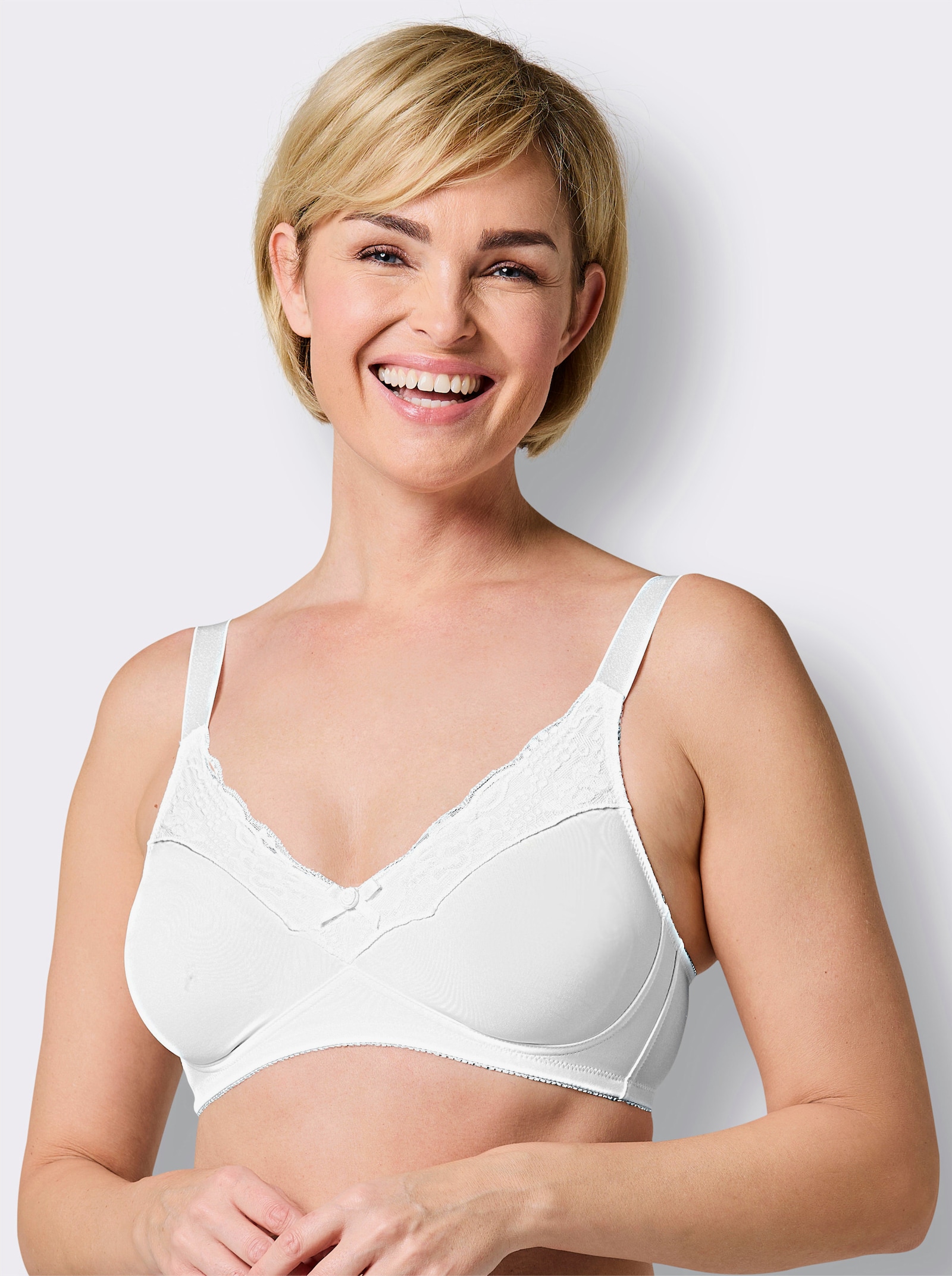 wäschepur BH ohne Bügel mit Spitze - weiß