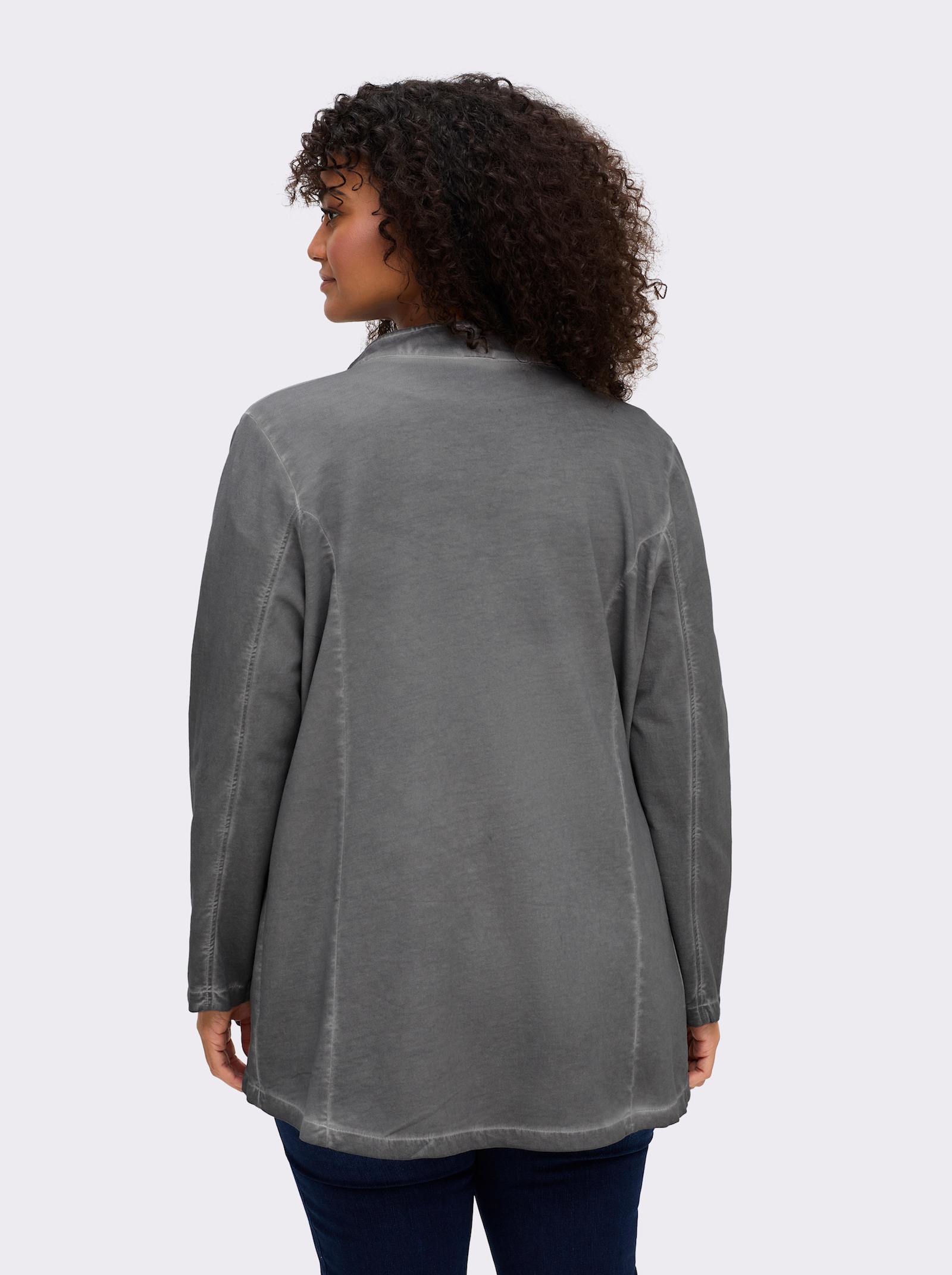 Sweatjacke in Oil-dyed-Optik - grau