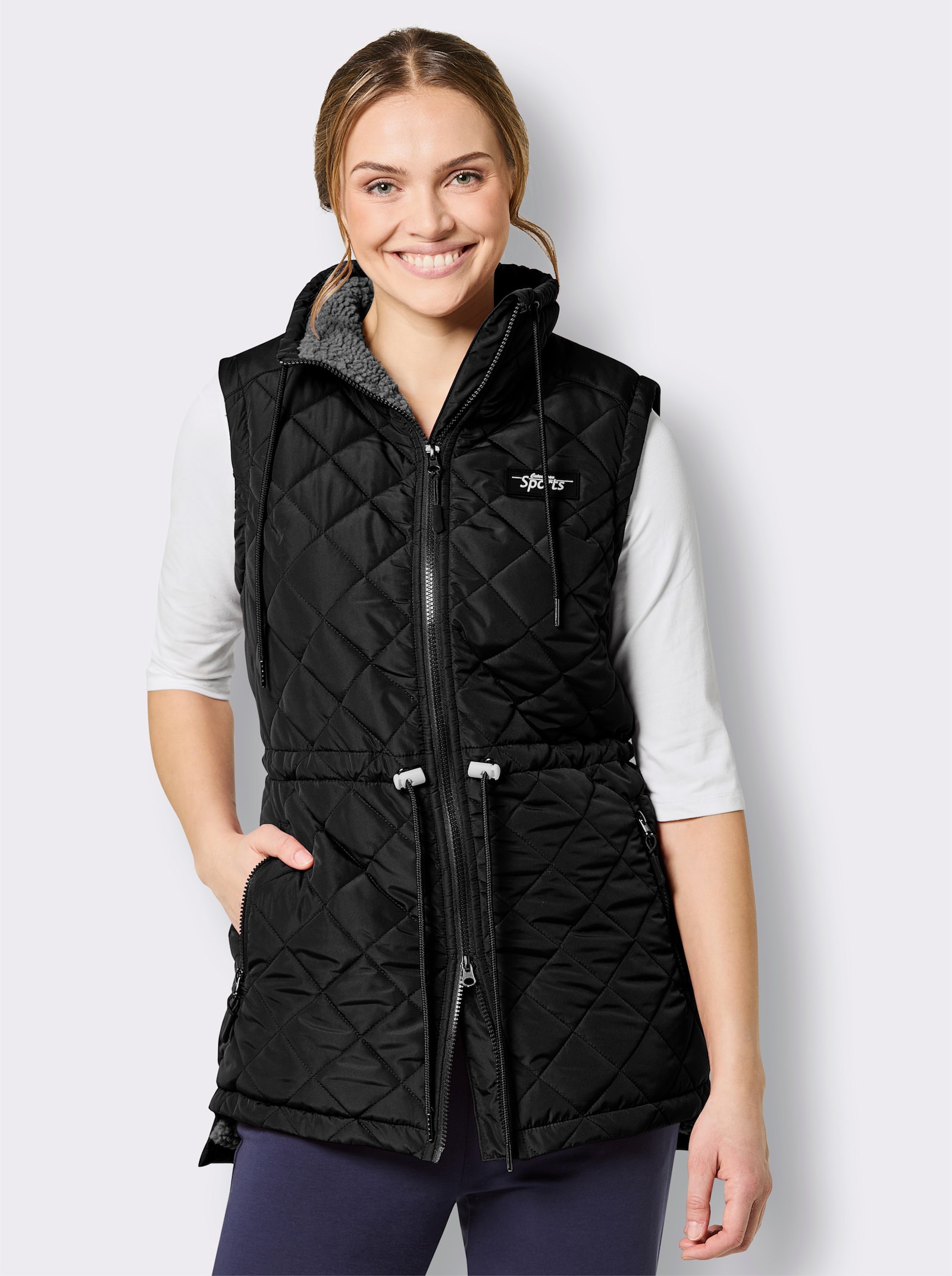 Catamaran Sports Steppweste , weitenverstellbar an Kragen und Taille - schwarz