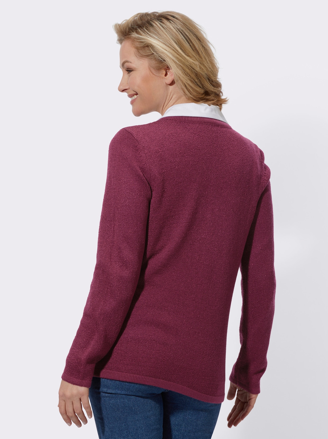 Strickjacke - bordeaux-meliert