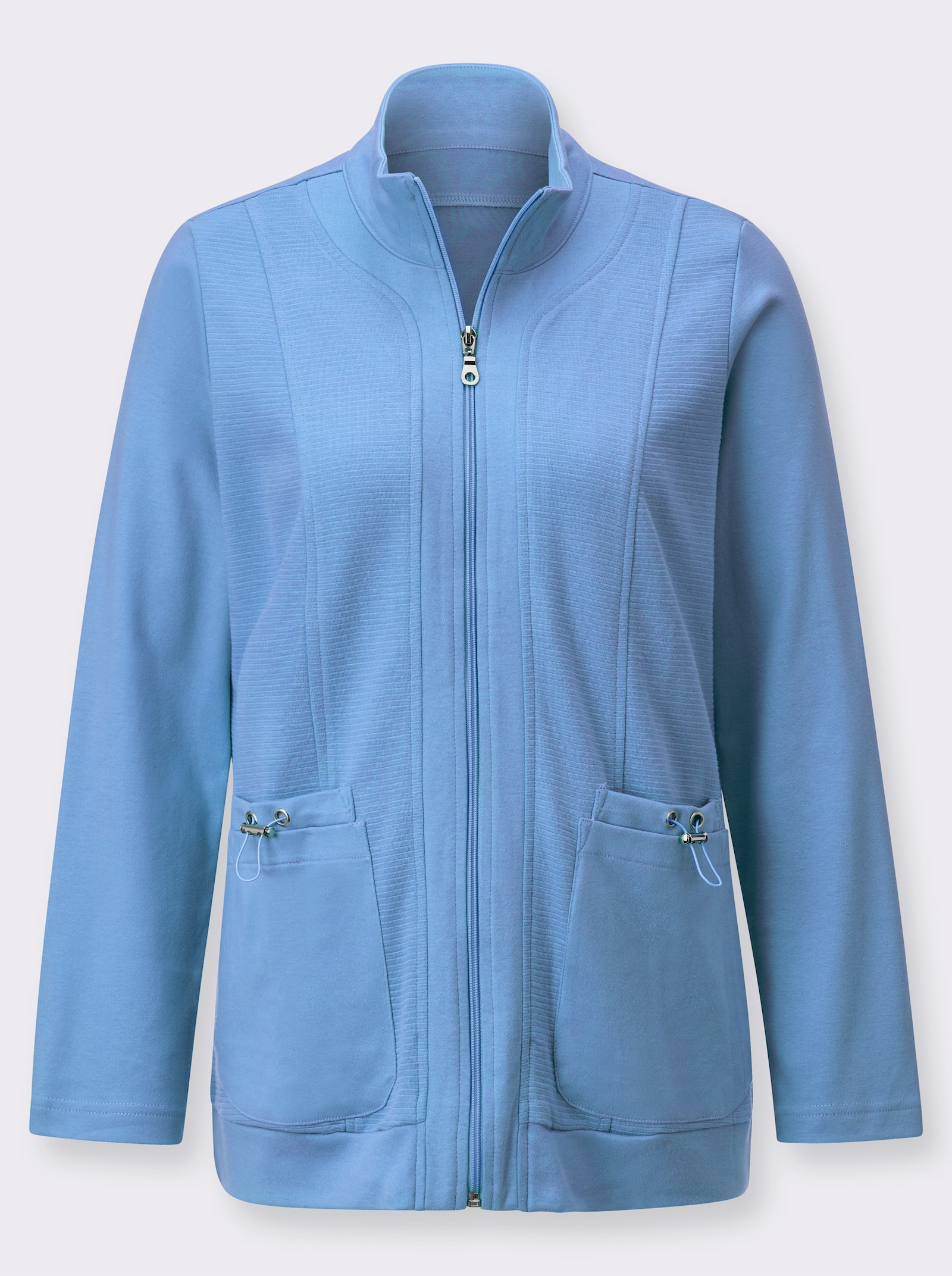 Shirtblazer mit horizontaler Ripp-Struktur - himmelblau