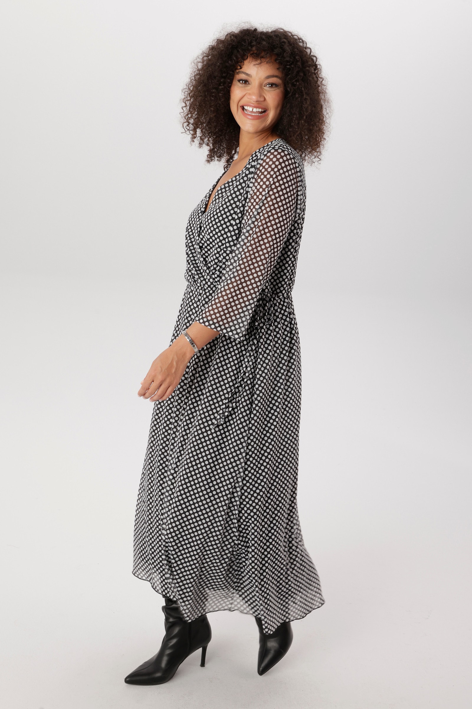 Aniston PLUS Meshkleid - schwarz-weiß