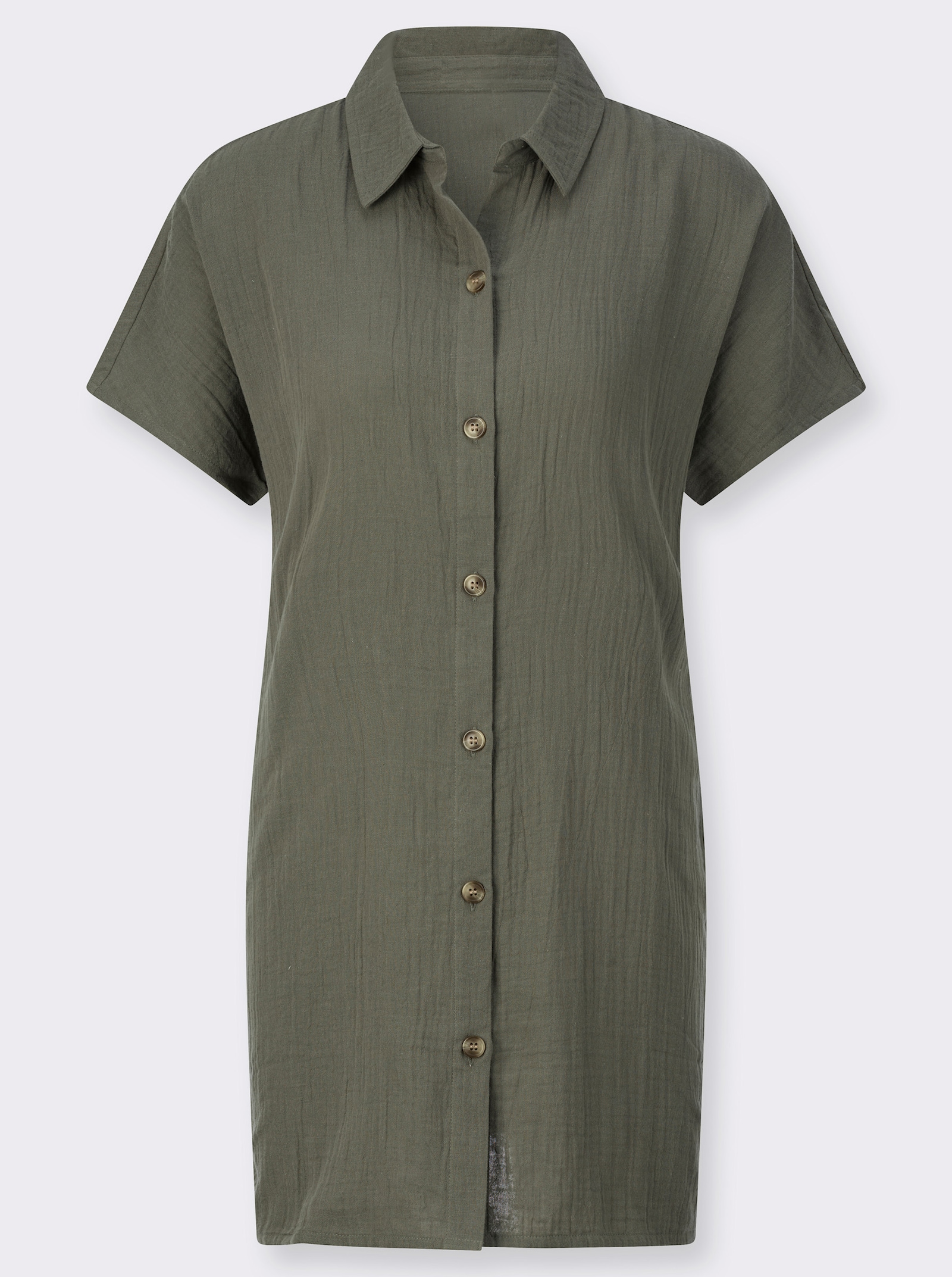 Longbluse mit Knopfleiste - khaki