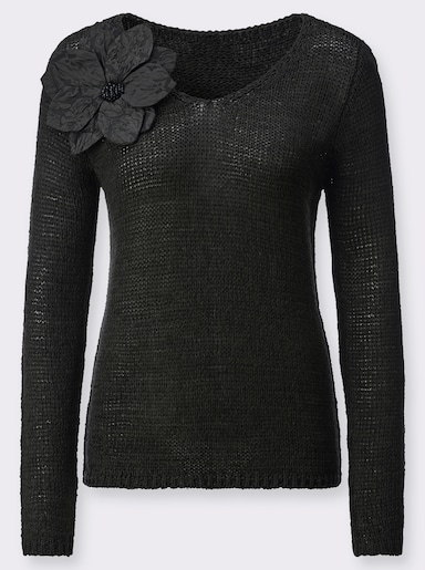 Ajourpullover mit Lyocell - graphit