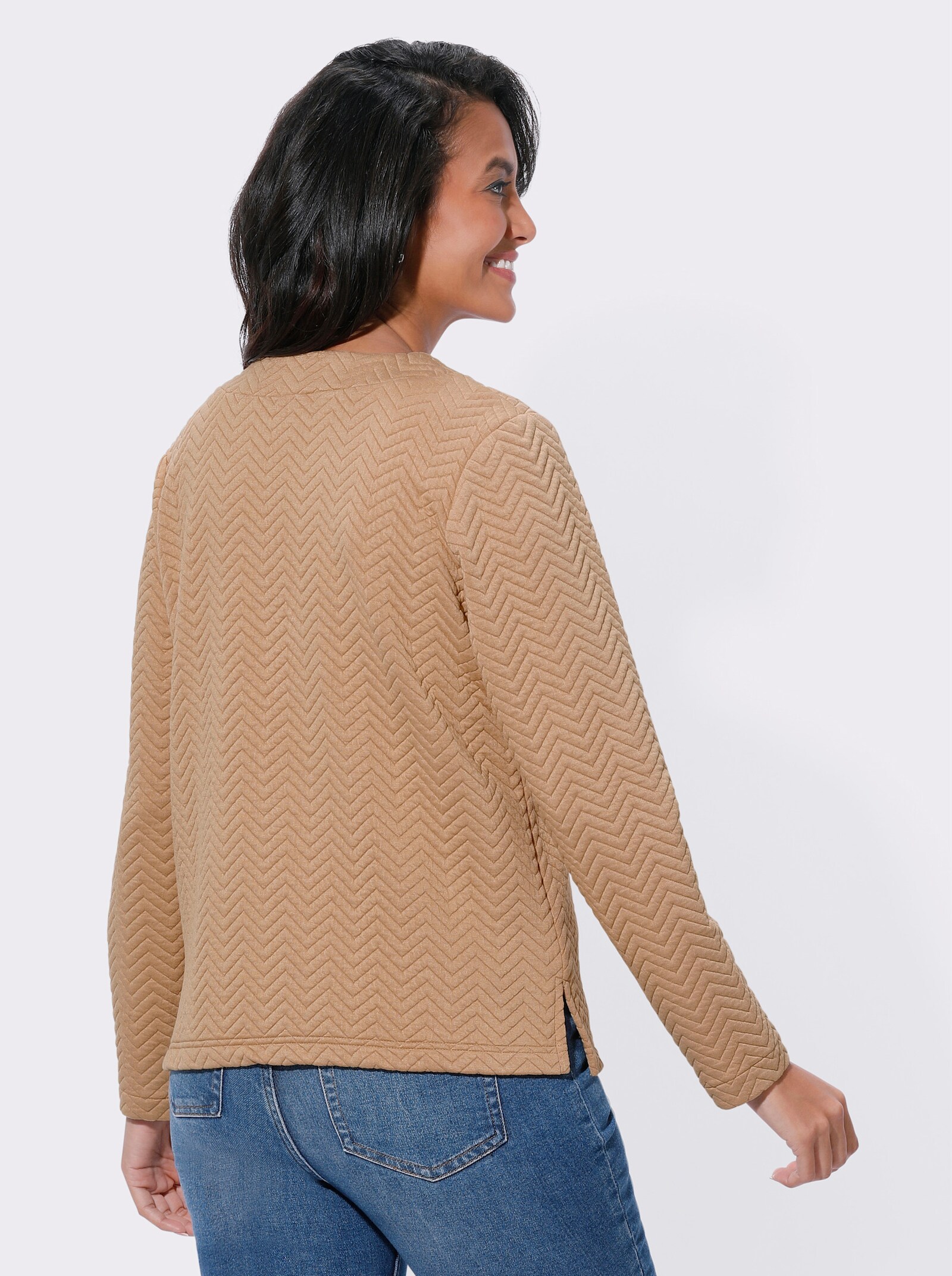 Sweatshirt mit Seitenschlitzen - camel