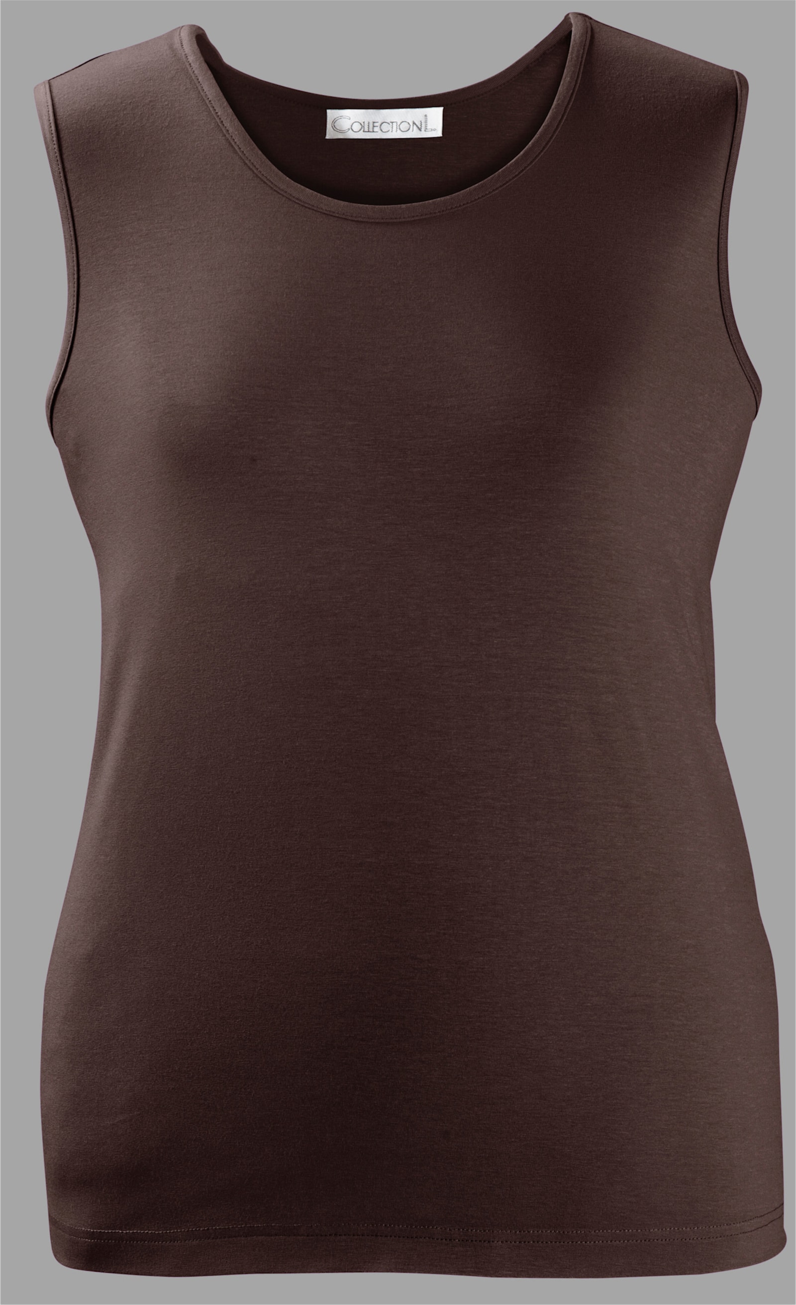 Trägertop mit Rundhals-Ausschnitt - mokka