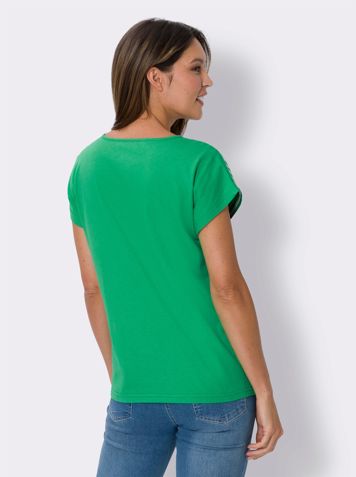 Streifenshirt - grasgrün-weiss