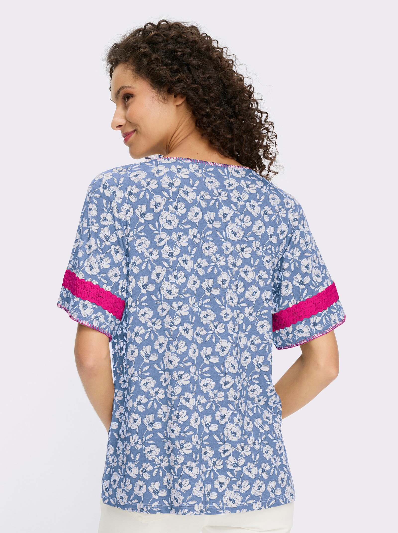 heine Tunique avec détails en dentelle - bleu ciel-écru imprimé