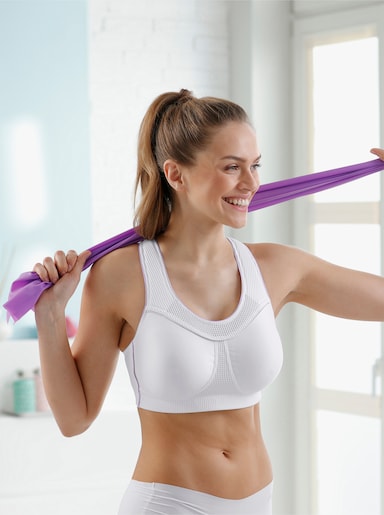 Sport-BH ohne Bügel aus atmungsaktivem Spacer-Gewebe - weiß