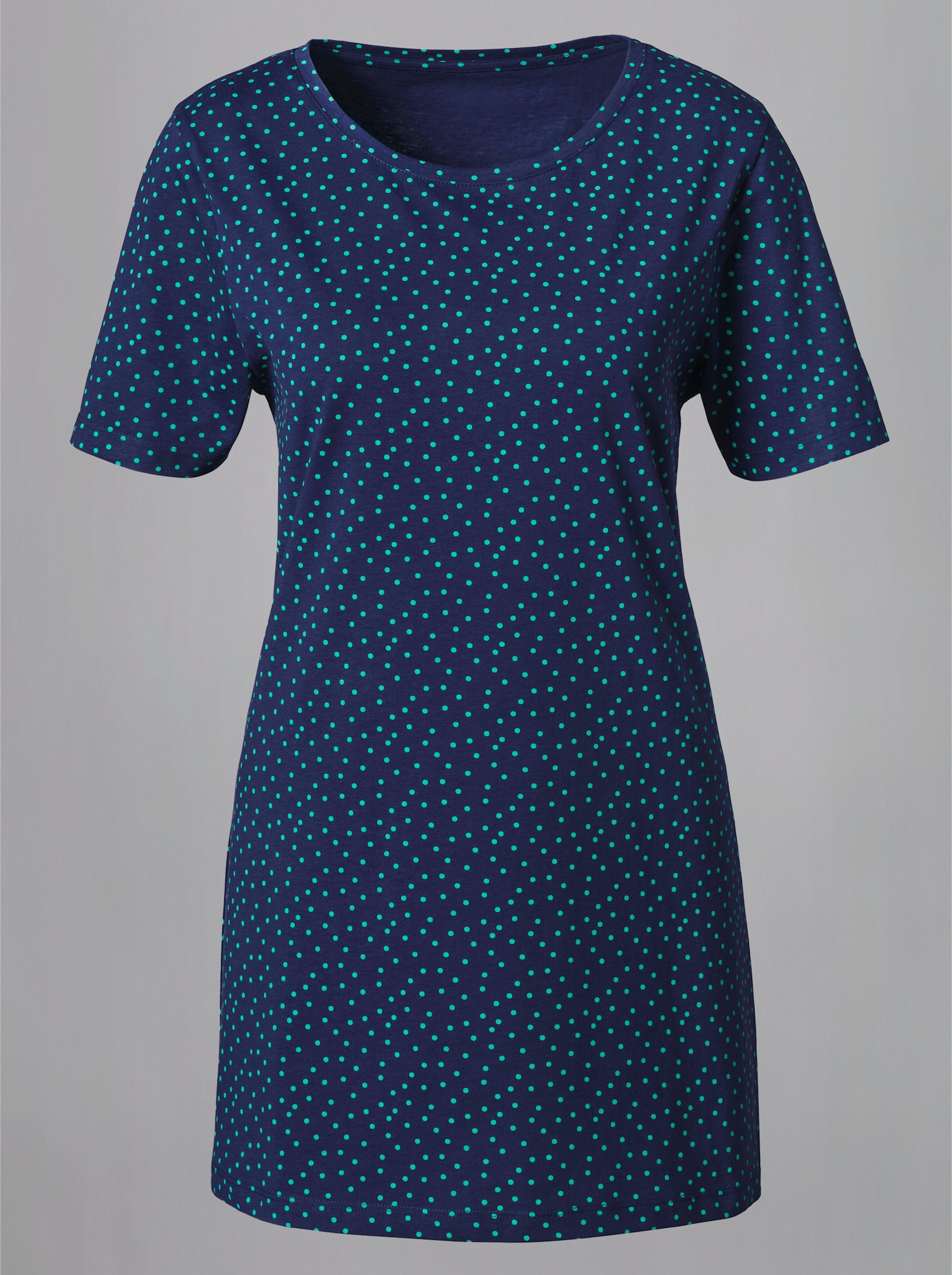 Longshirt im Pünktchen-Muster - marine-türkis-bedruckt