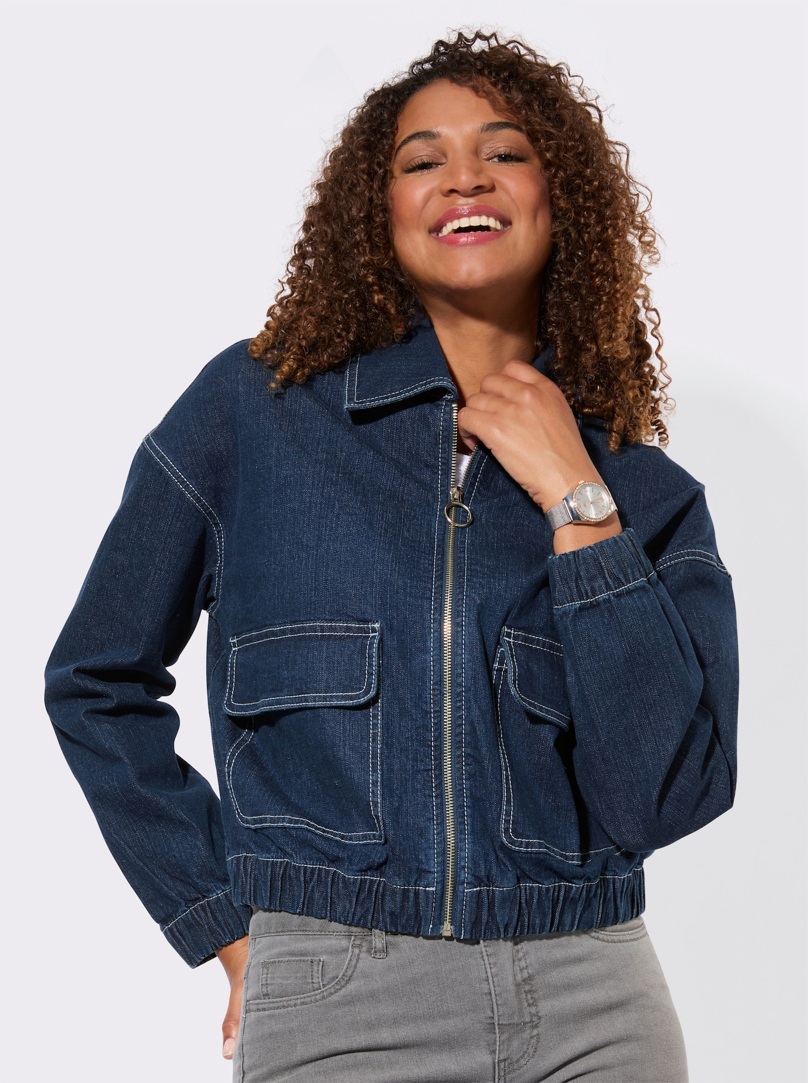 Jeansjacke mit Stretch-Anteil - blue-stone-washed