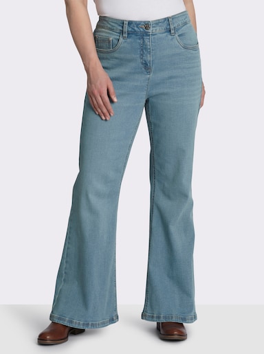 sheego Bootcut-Jeans mit stark ausgestelltem Saum - blue-bleached