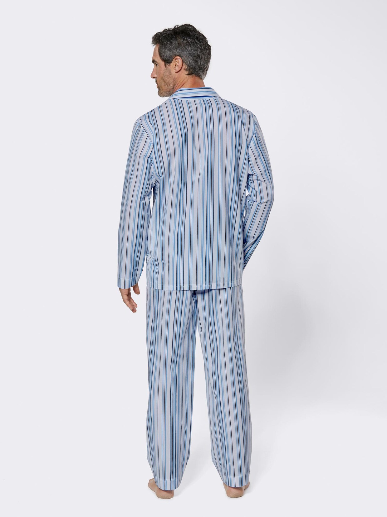 KINGsCLUB Pyjama - weiß-blau-gestreift