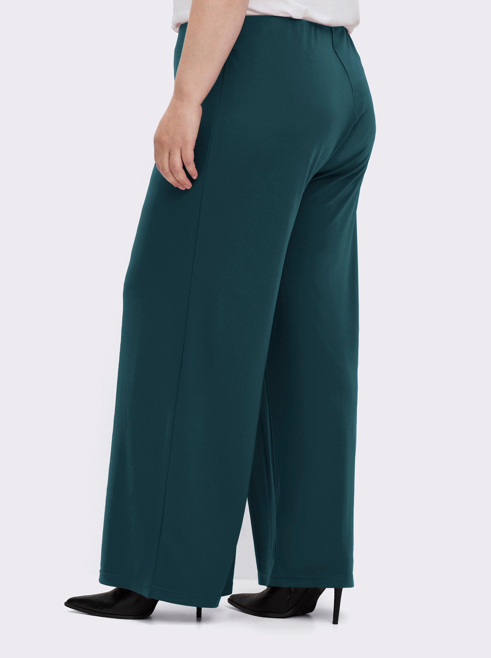 Palazzohose mit Elastik-Bund - petrol