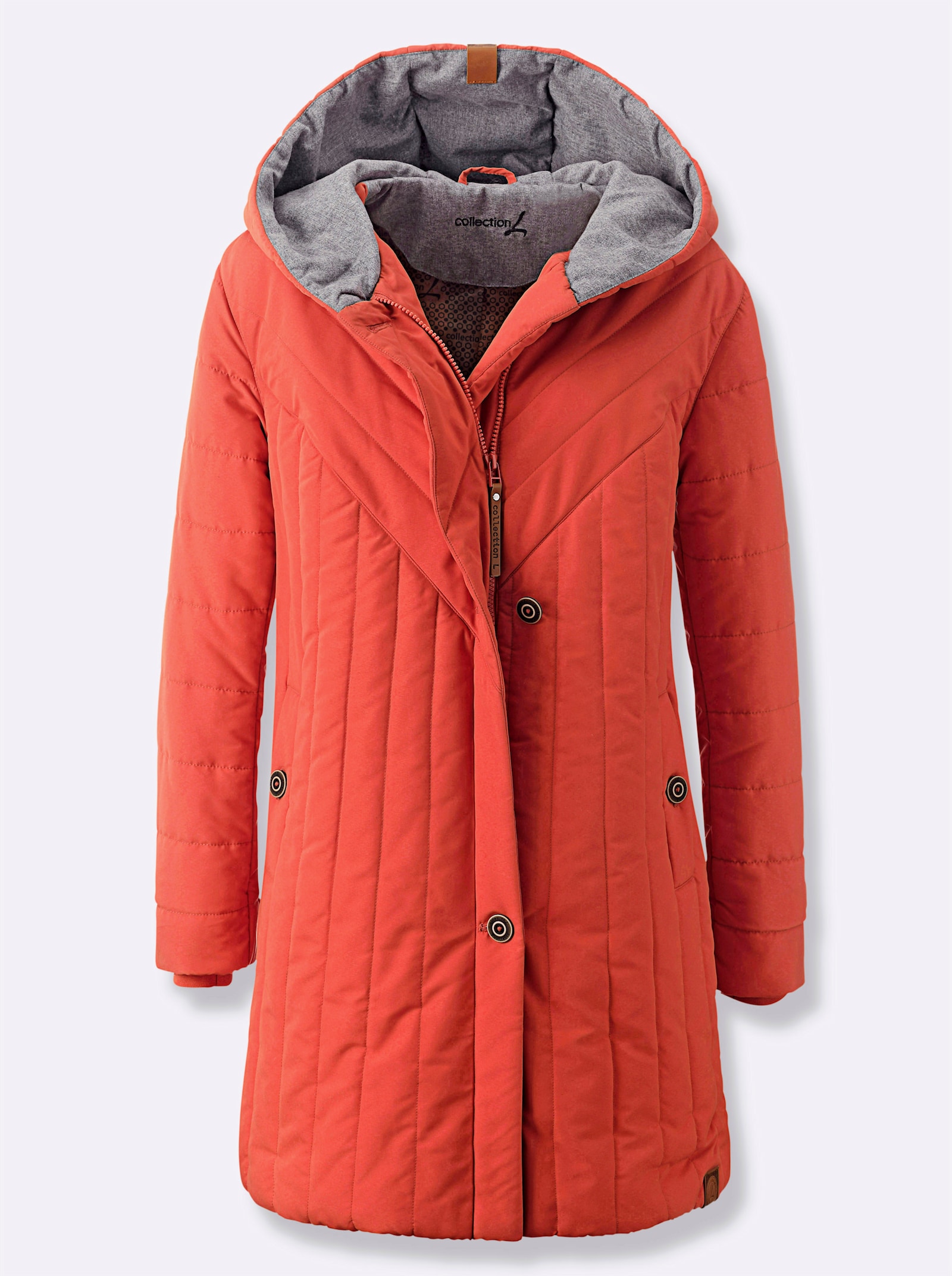 Jacke im Steppmuster-Mix, wärmend - terra-steingrau