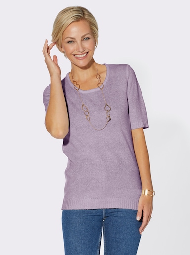 Rundhalspullover aus Feinbouclé - flieder