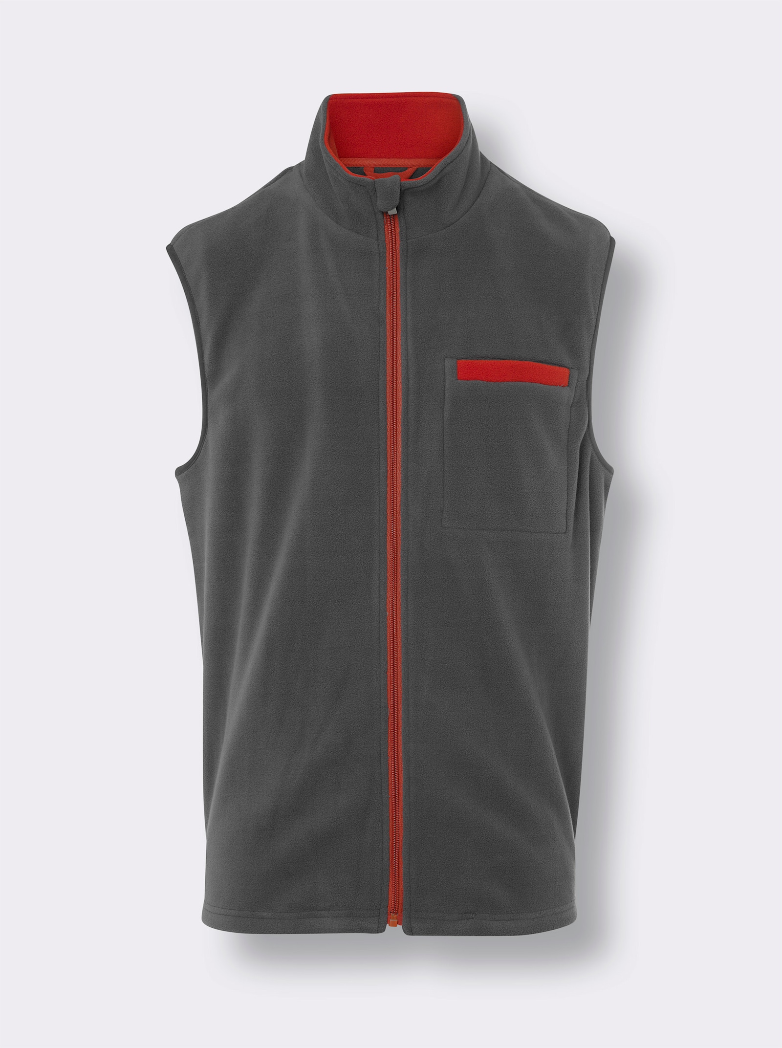 Fleeceweste mit Kontrast-Details - anthrazit