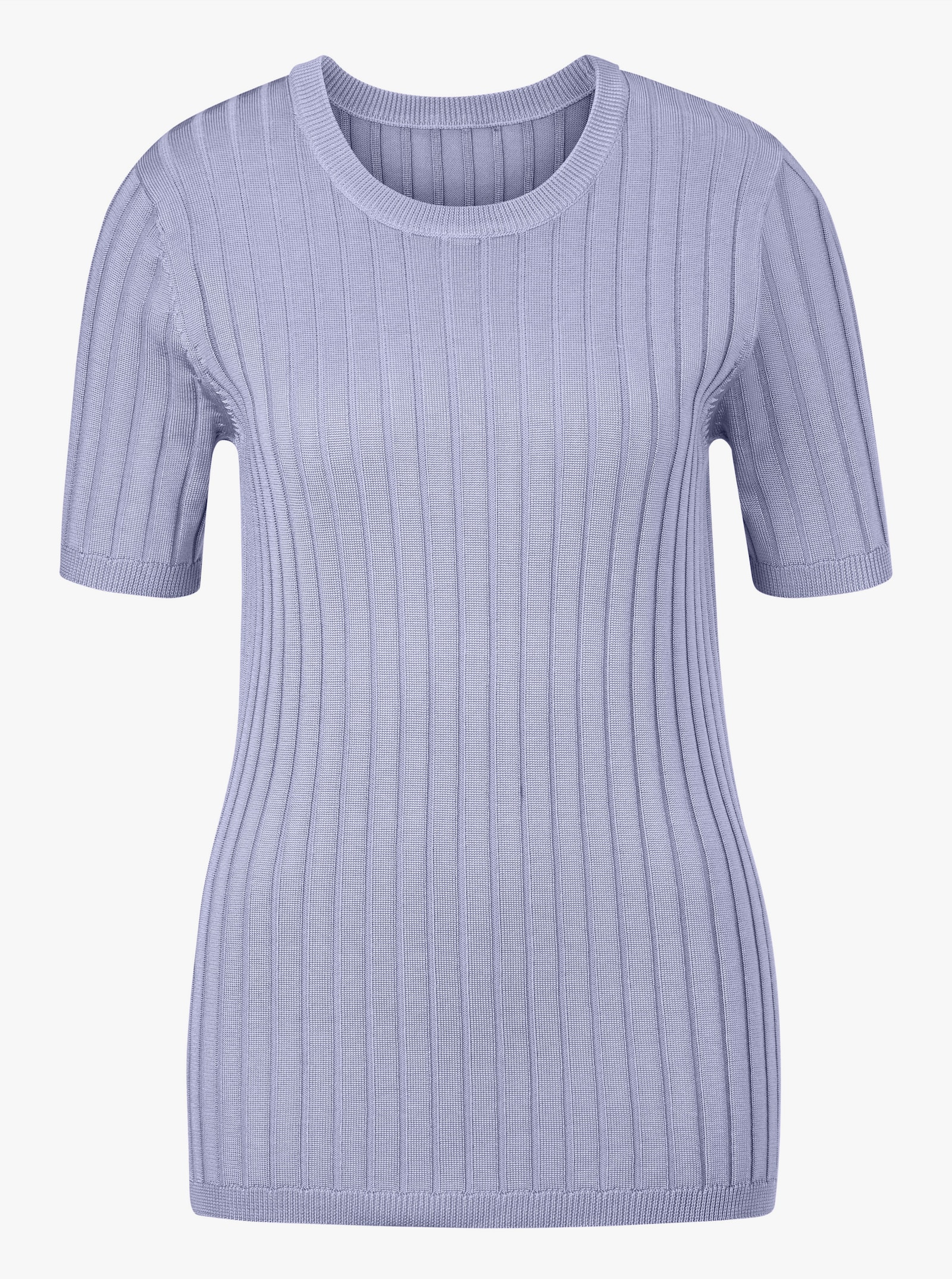 Kurzarmpullover in Ripp-Qualität - bleu