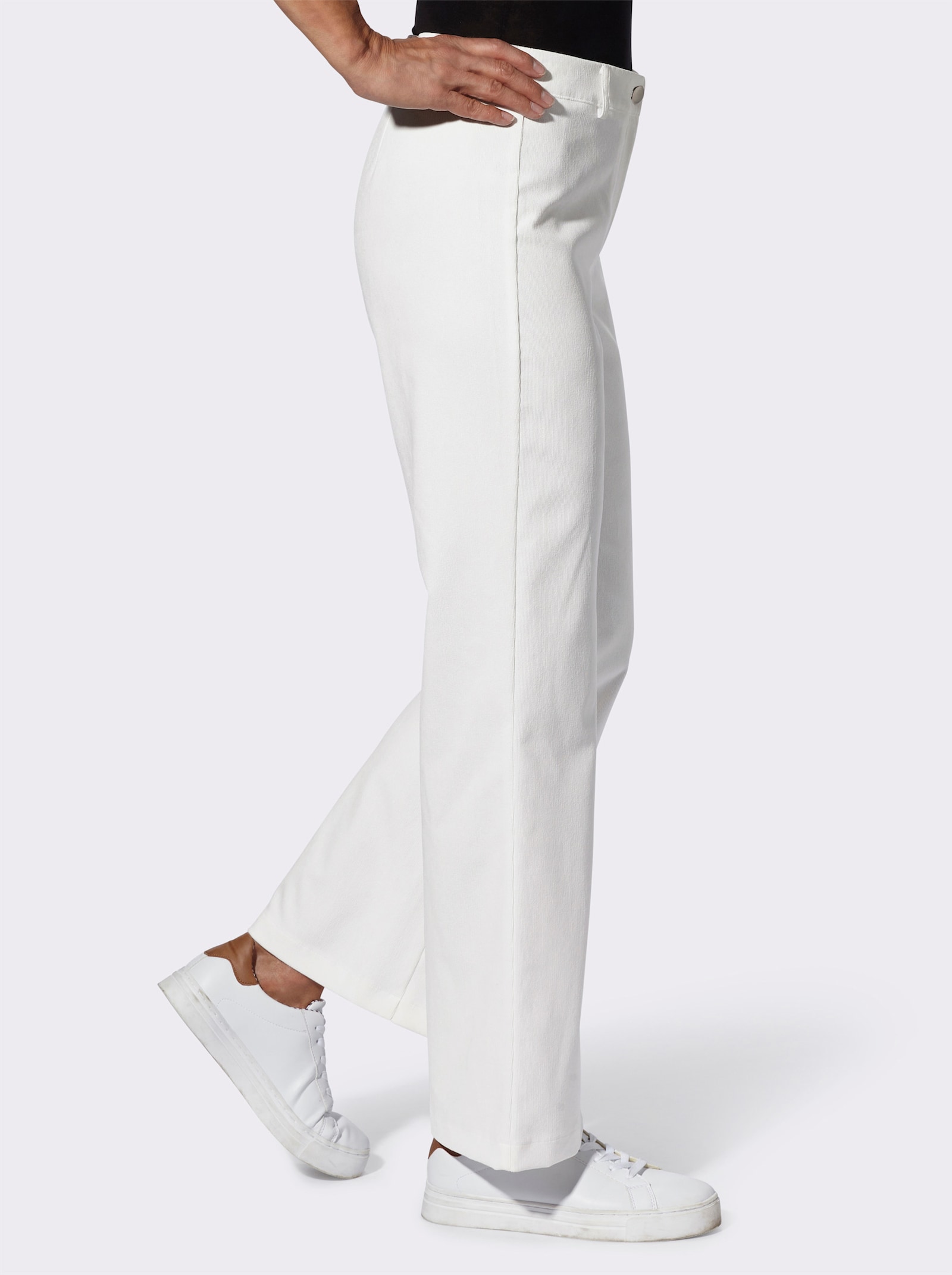 Kordové kalhoty s rozšířeným střihem - ecru