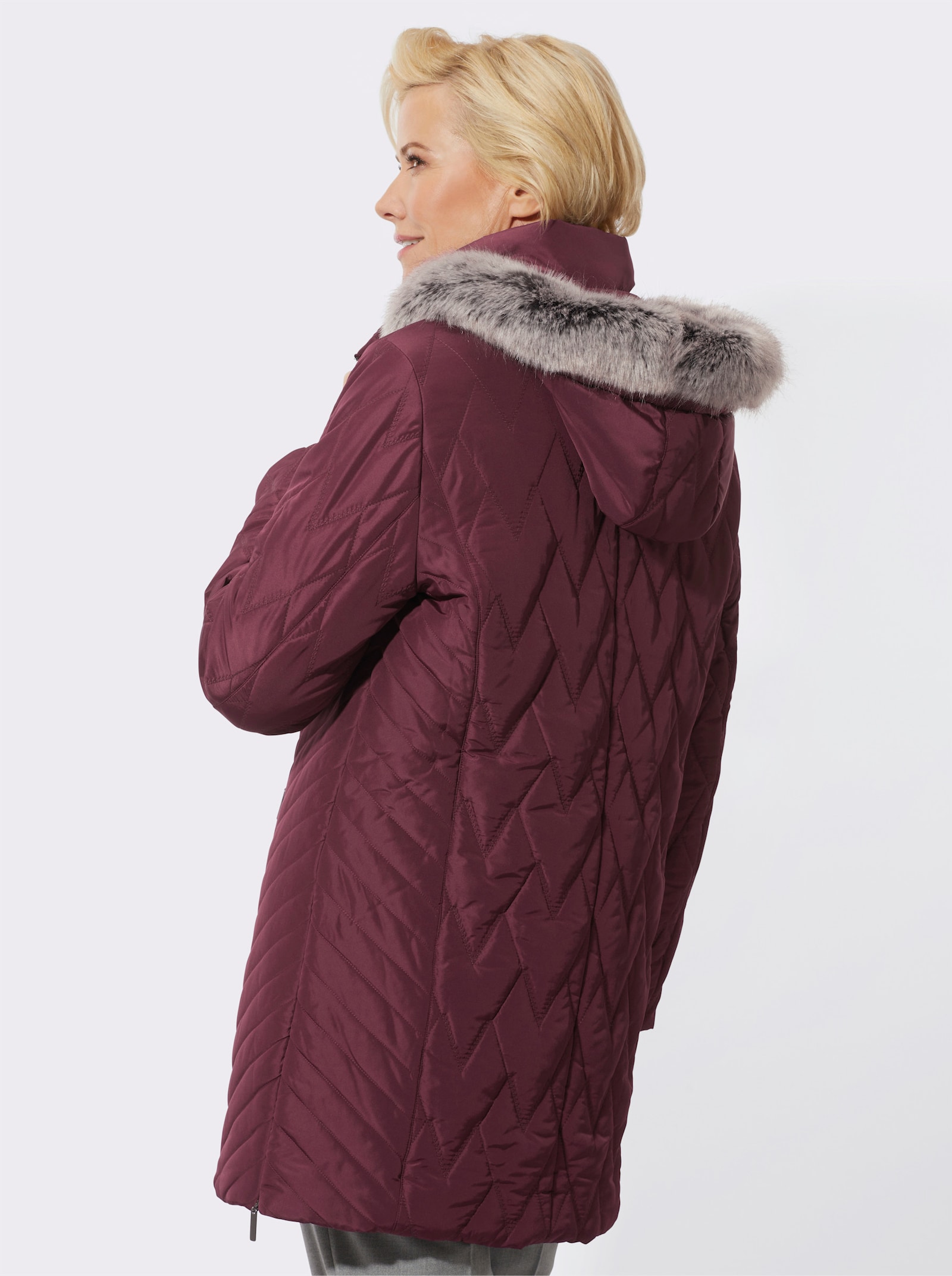 Longjacke im Steppmuster-Mix - burgund
