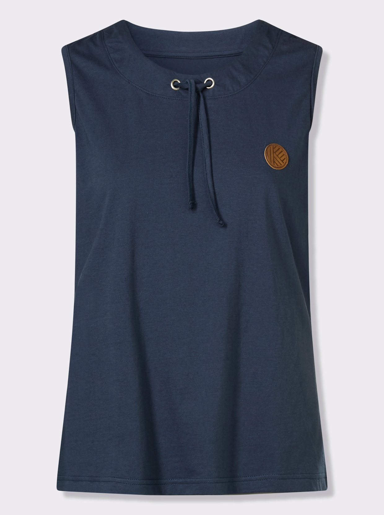 Shirttop mit Bindeband am Ausschnitt - dunkelblau