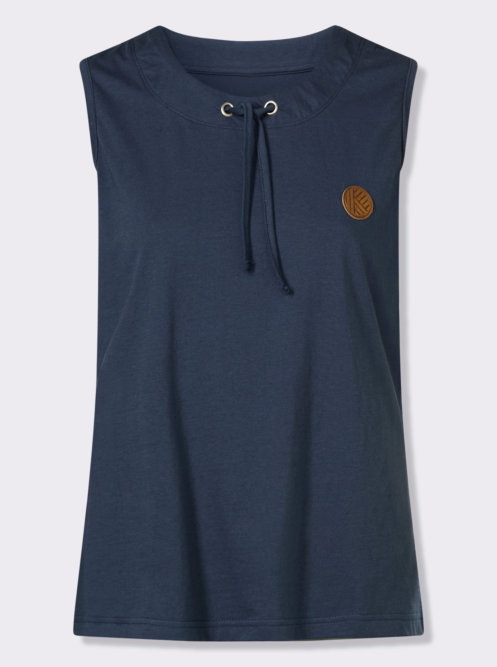 Shirttop mit Bindeband am Ausschnitt - dunkelblau