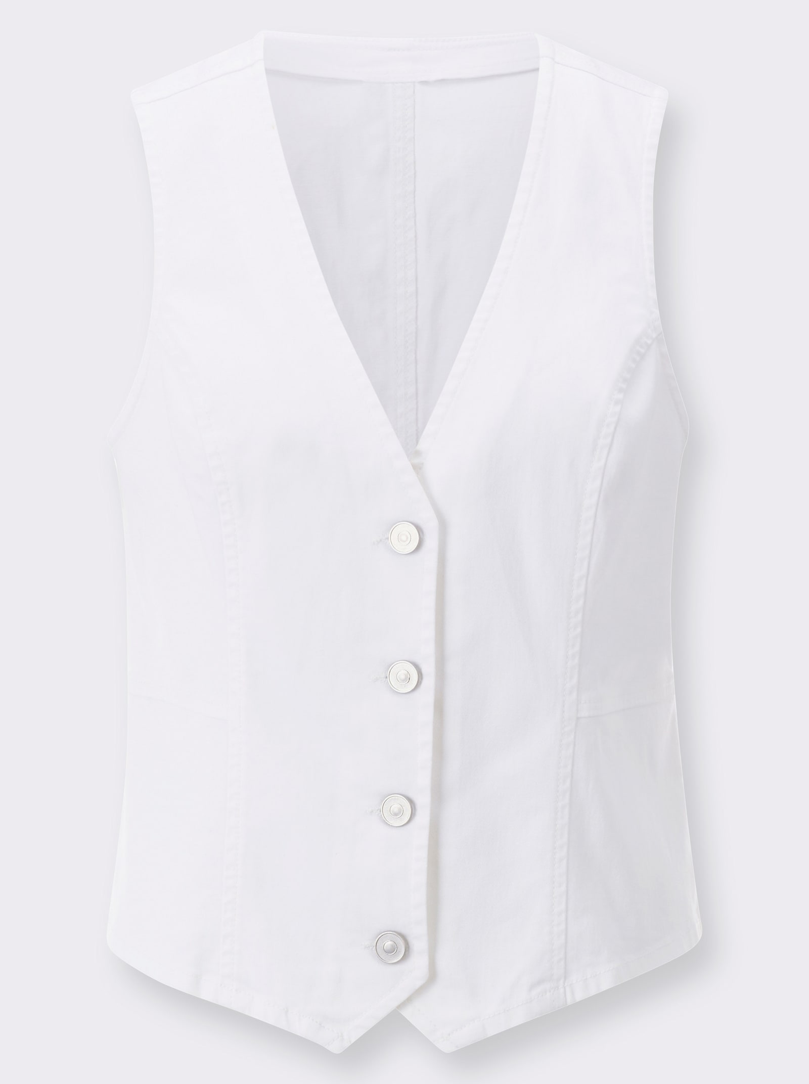 Džínová vesta, vpředu s dolním lemem do špičky - ecru