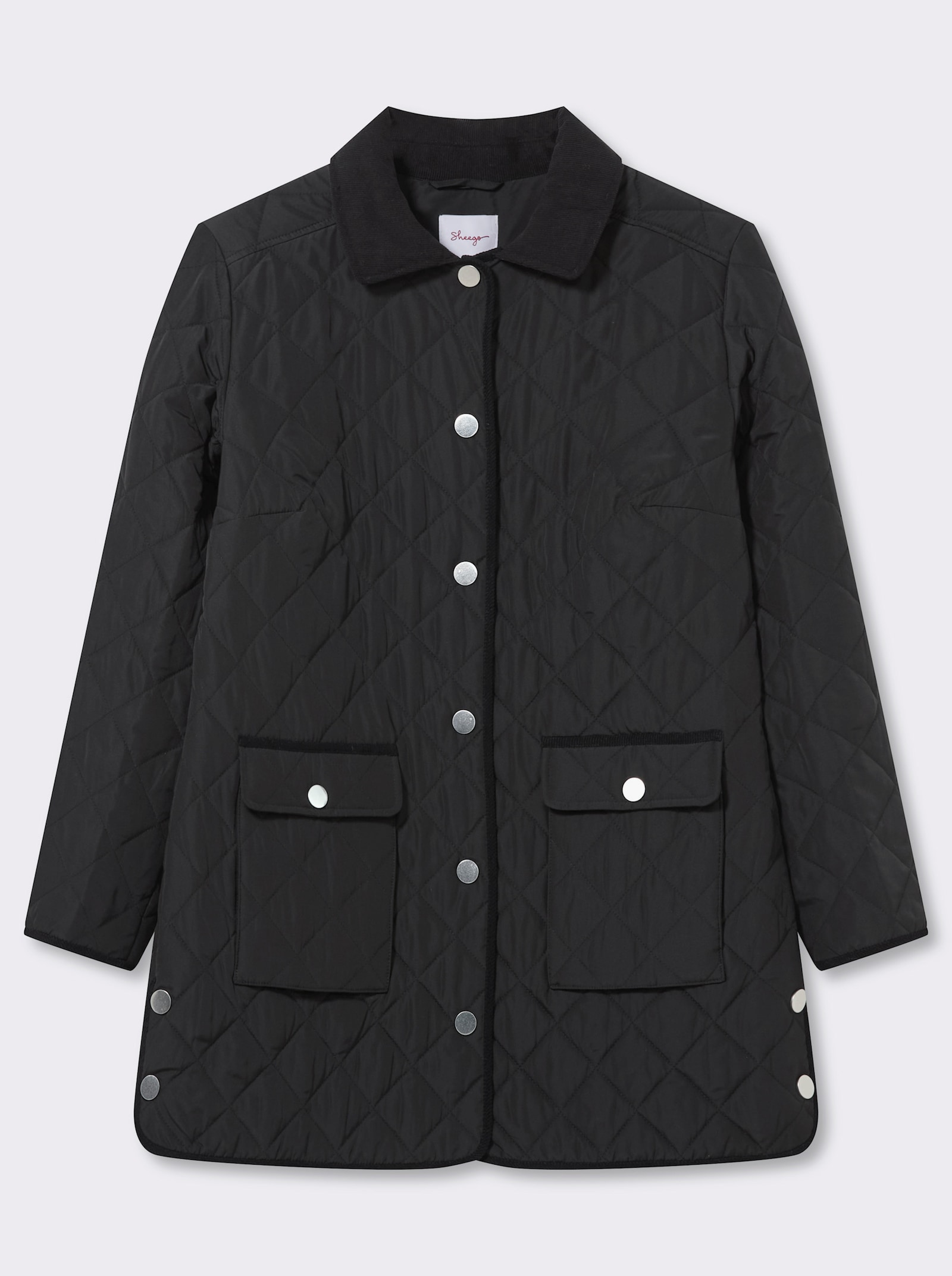 sheego Steppjacke mit Cord-Akzenten - schwarz