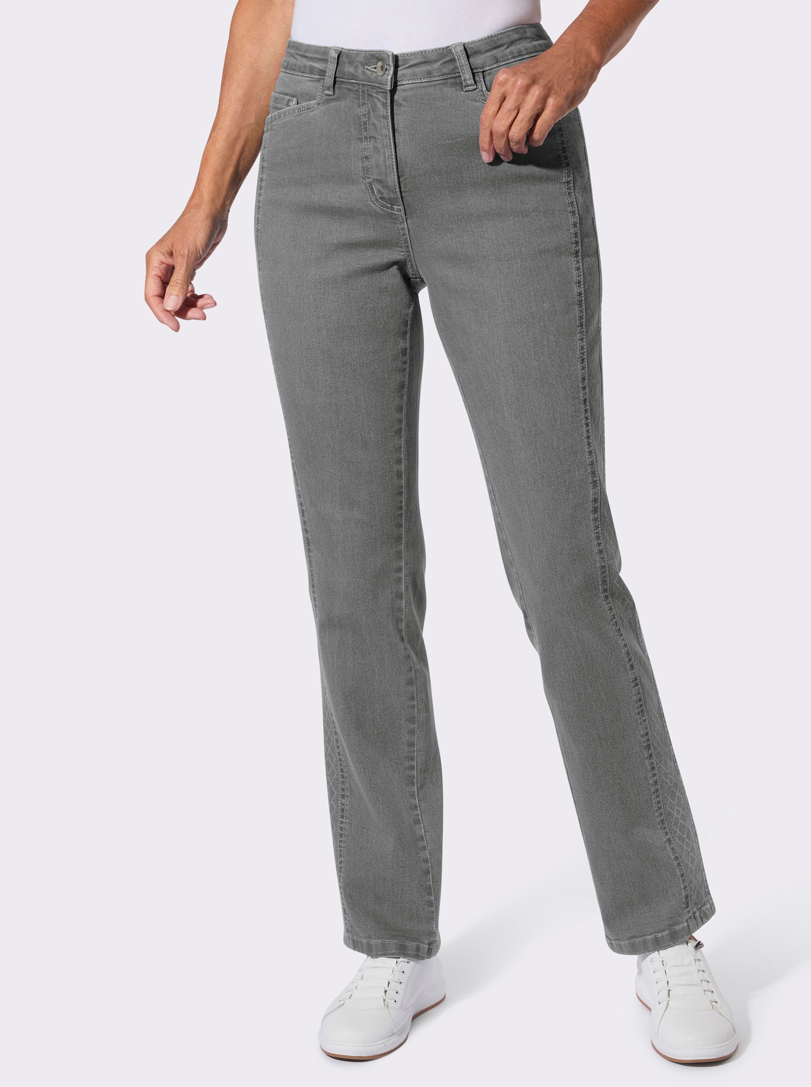 Jeans mit seitlichem Laser-Druckmuster - light grey-denim